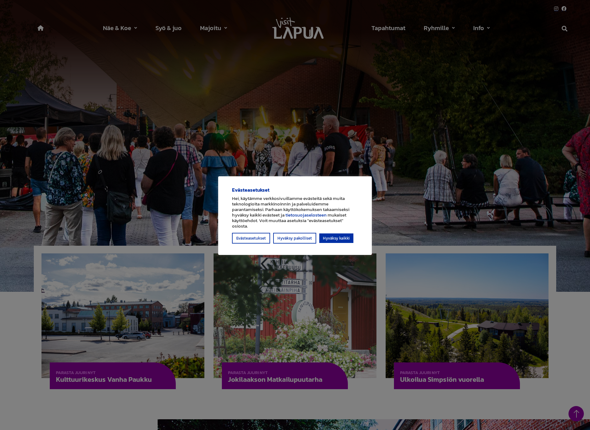 Skärmdump för visitlapua.fi