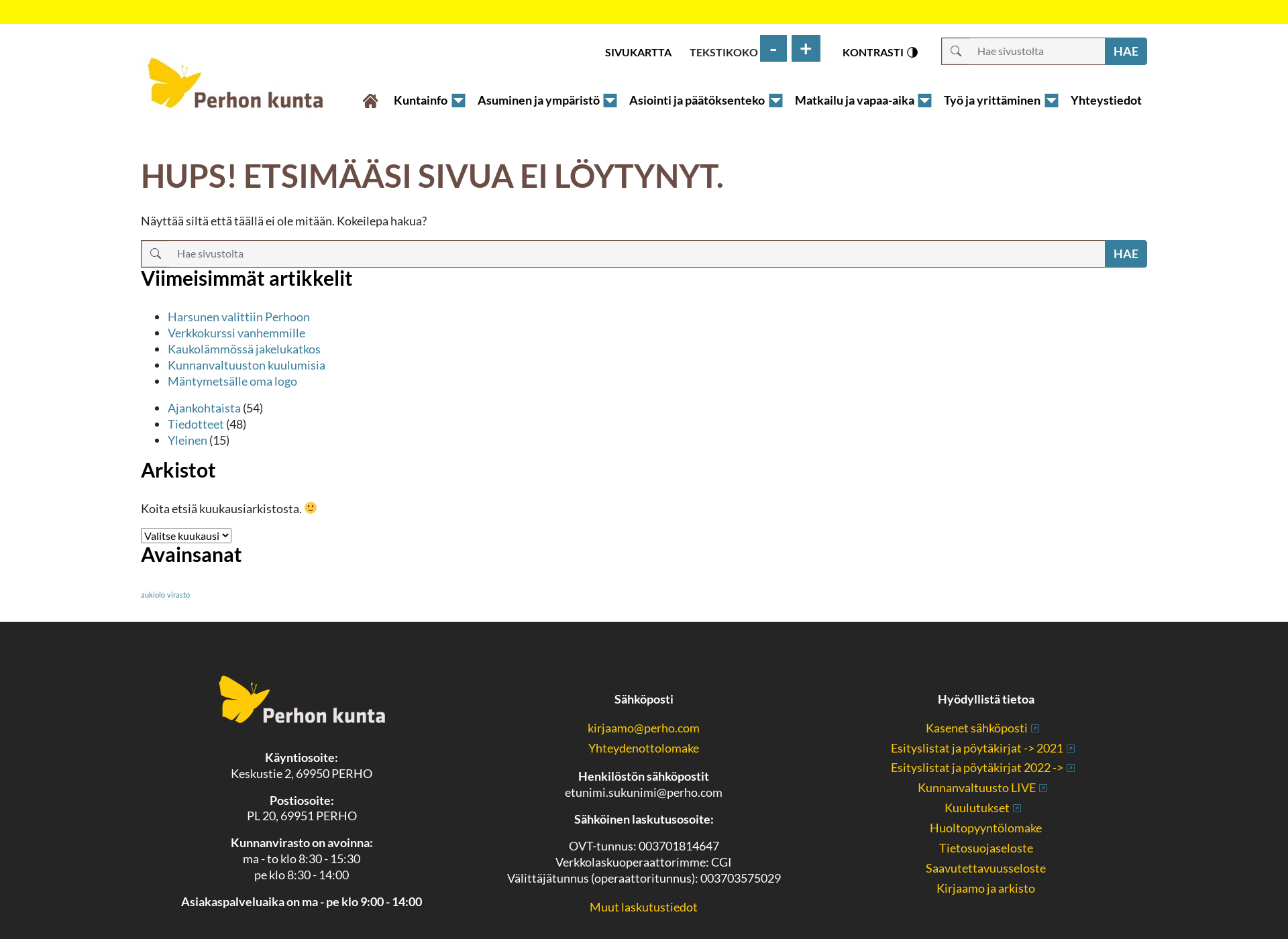 Screenshot for visitperho.fi