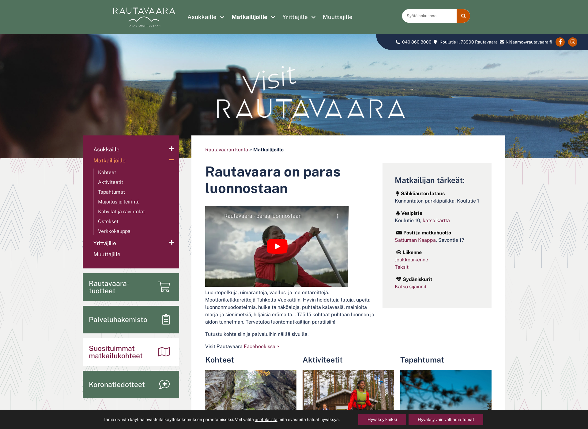 Screenshot for visitrautavaara.fi