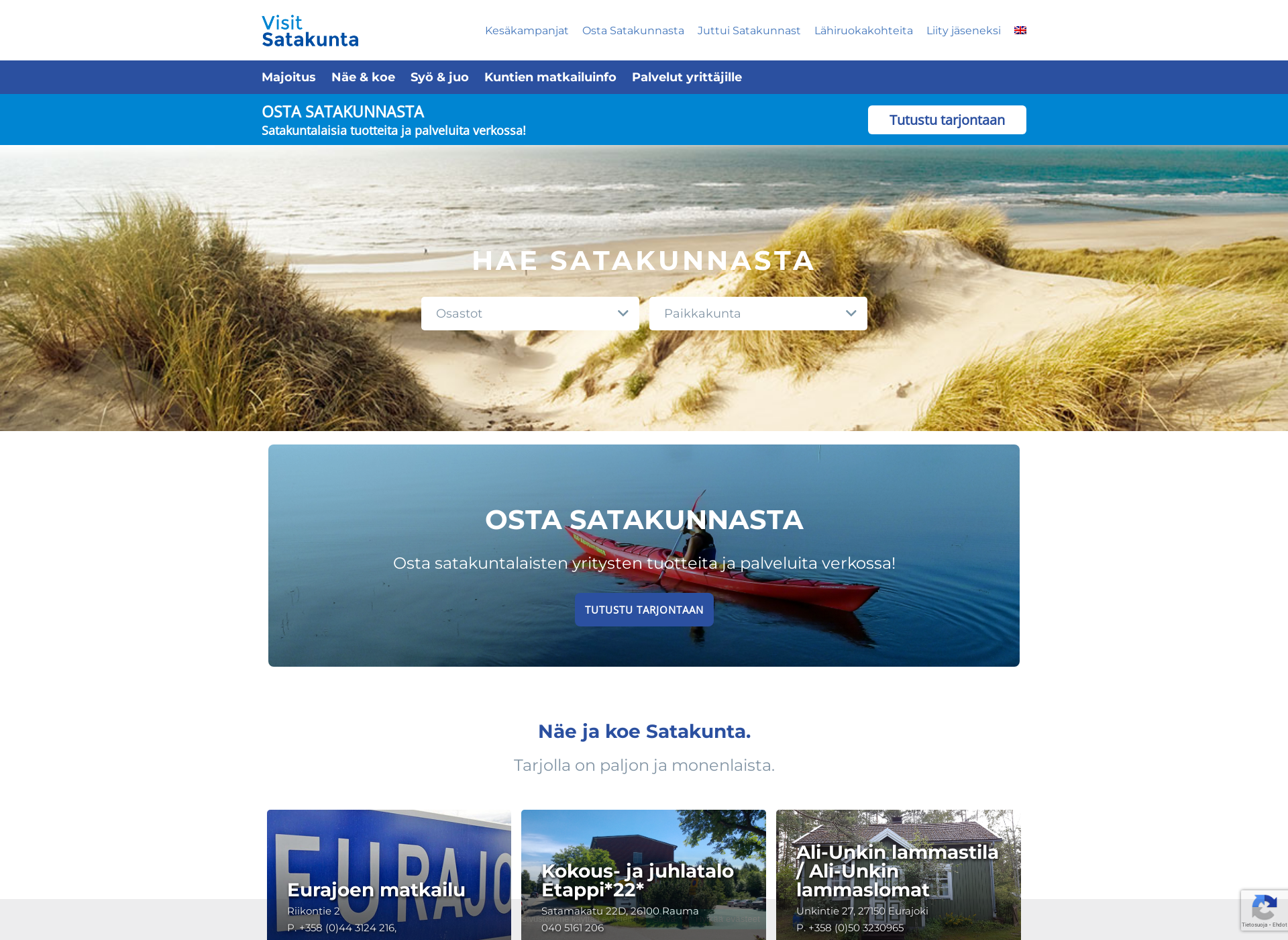 Skärmdump för visitsatakunta.fi