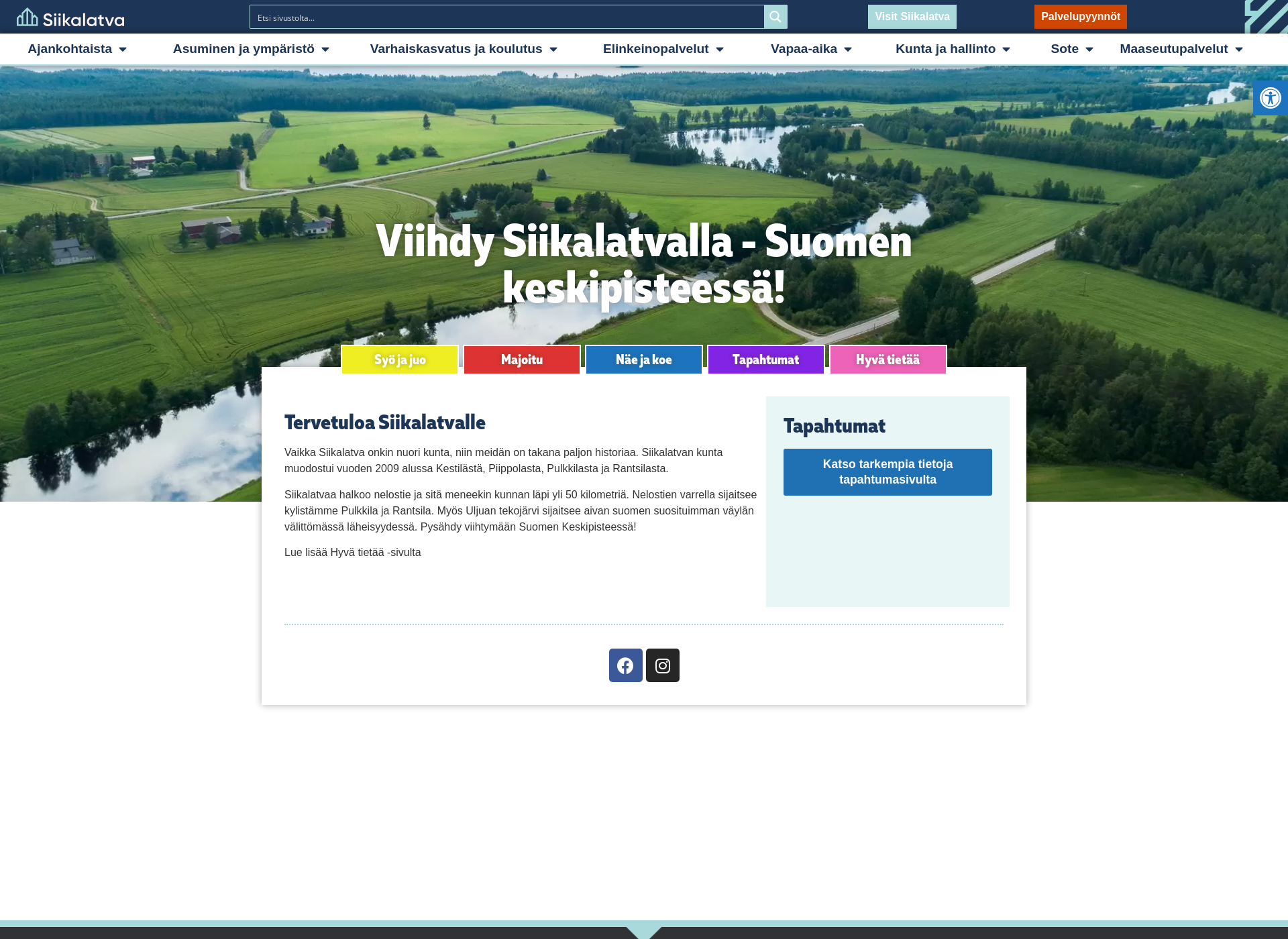 Skärmdump för visitsiikalatva.fi