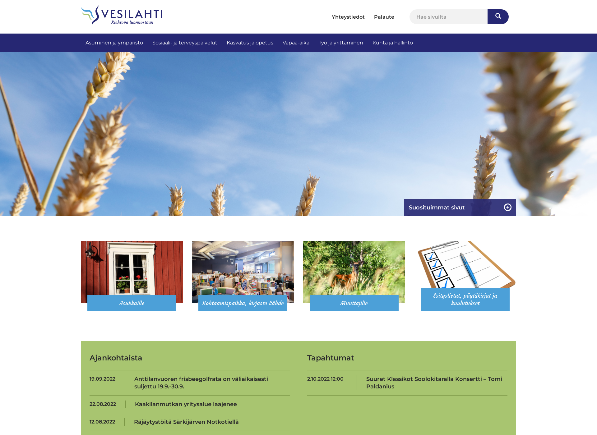 Screenshot for visitvesilahti.fi