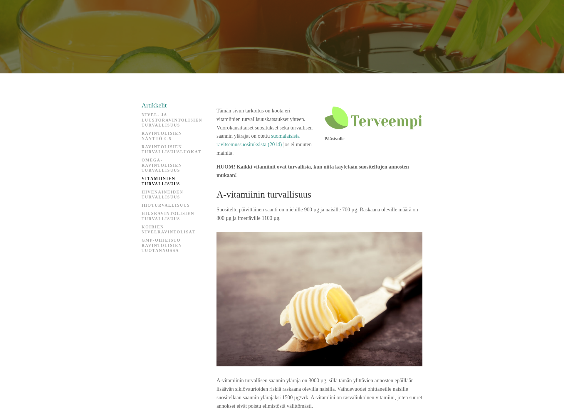 Screenshot for vitamiiniturvallisuus.fi