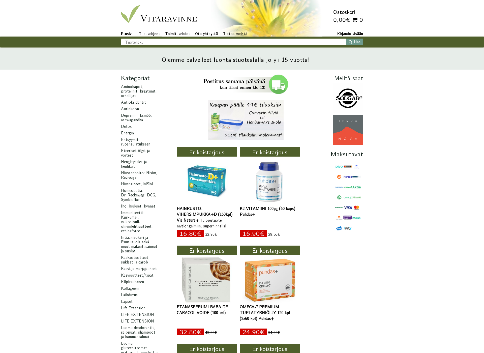 Screenshot for vitaravinne.fi