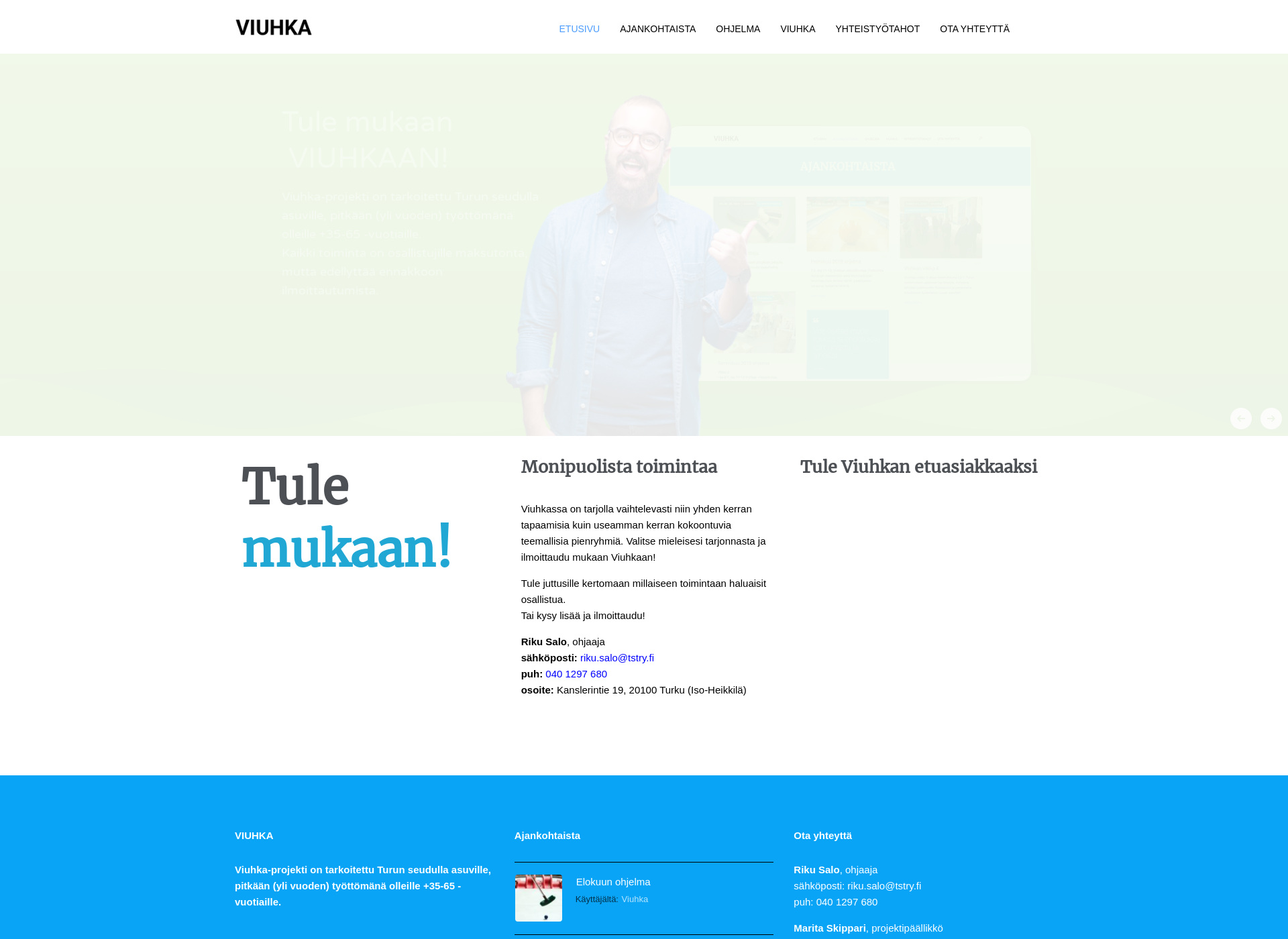 Skärmdump för viuhkaan.fi