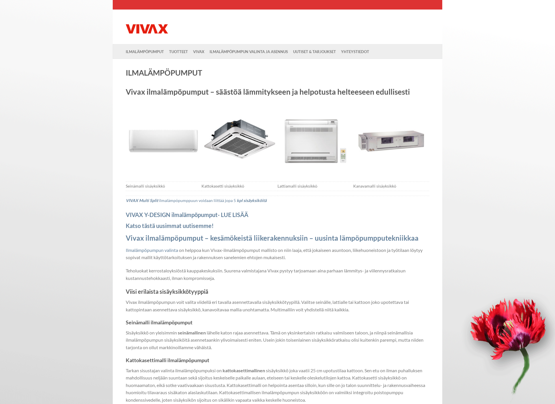 Skärmdump för vivax.fi