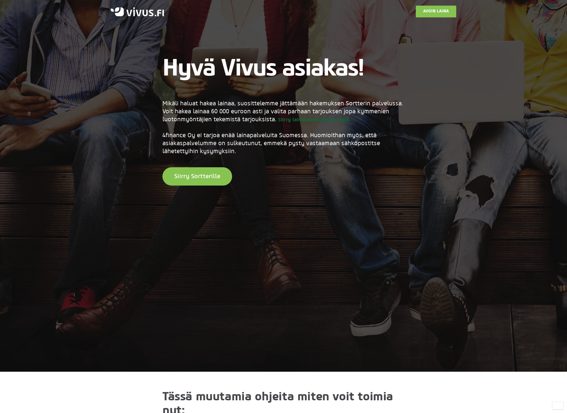 Skärmdump för vivus.fi
