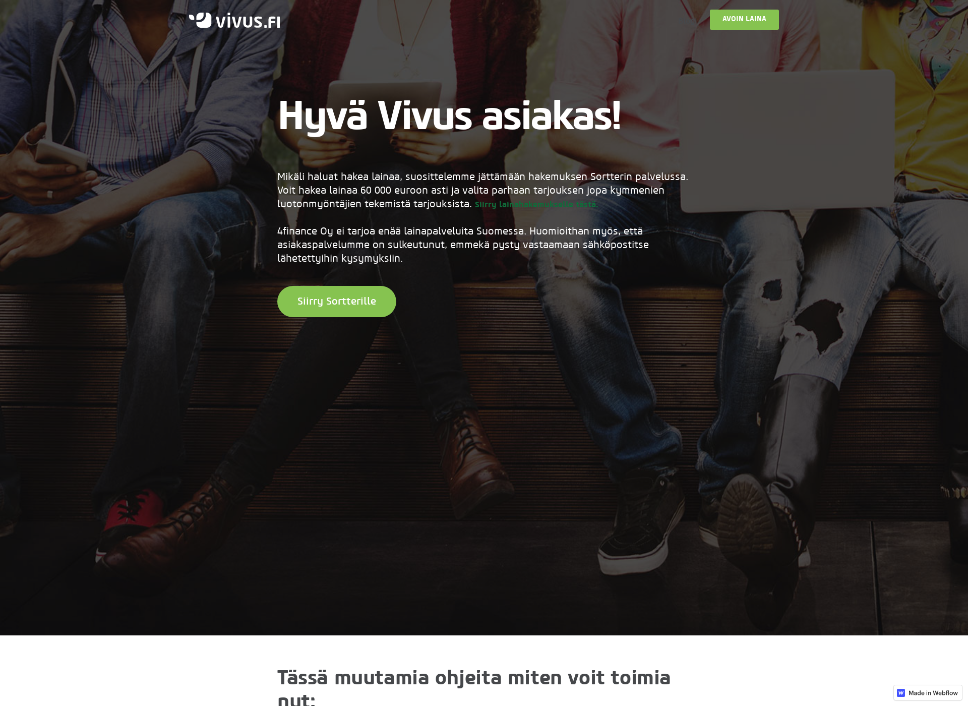 Skärmdump för vivusonline.fi