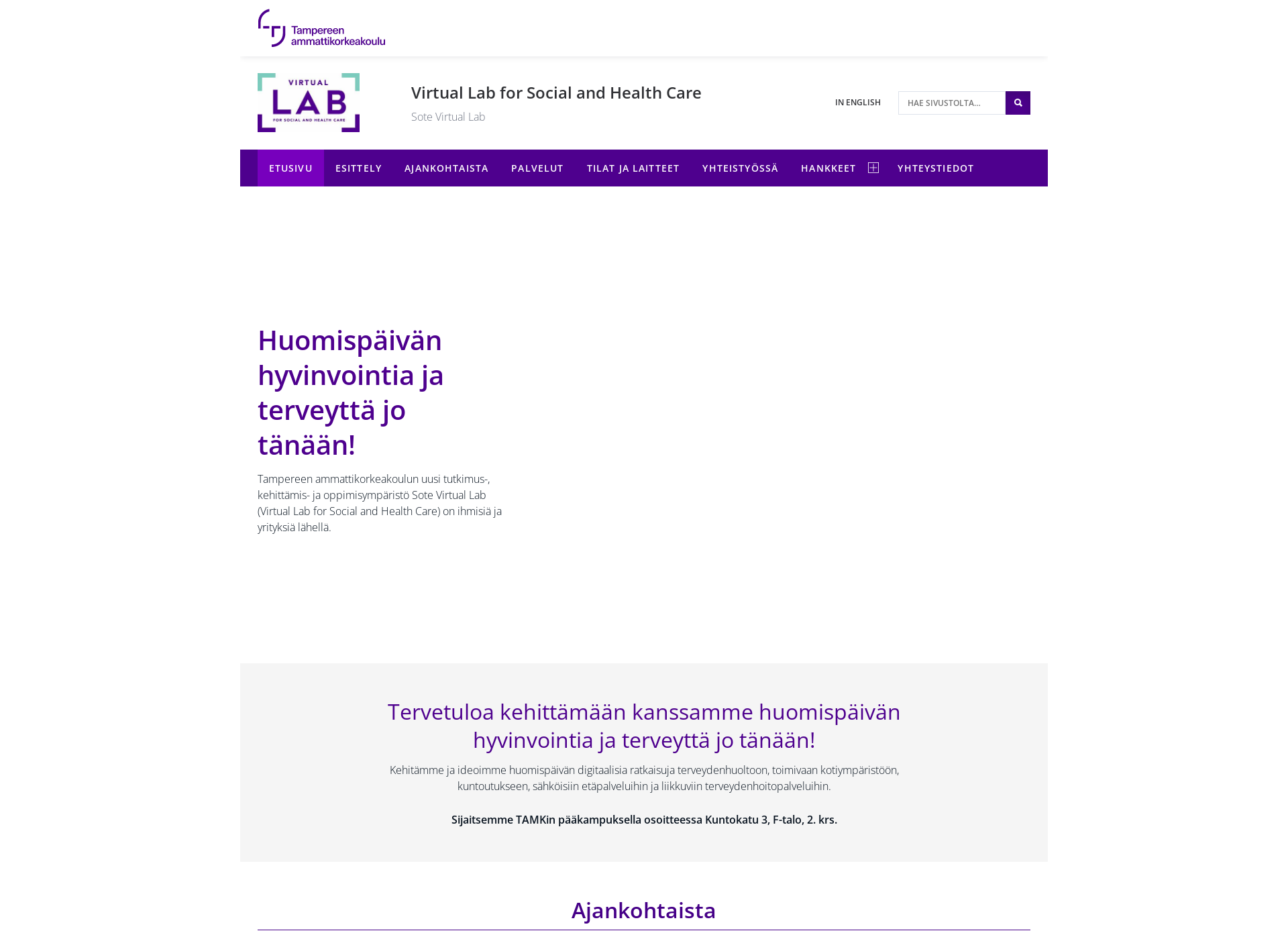 Skärmdump för vlabforhealth.fi