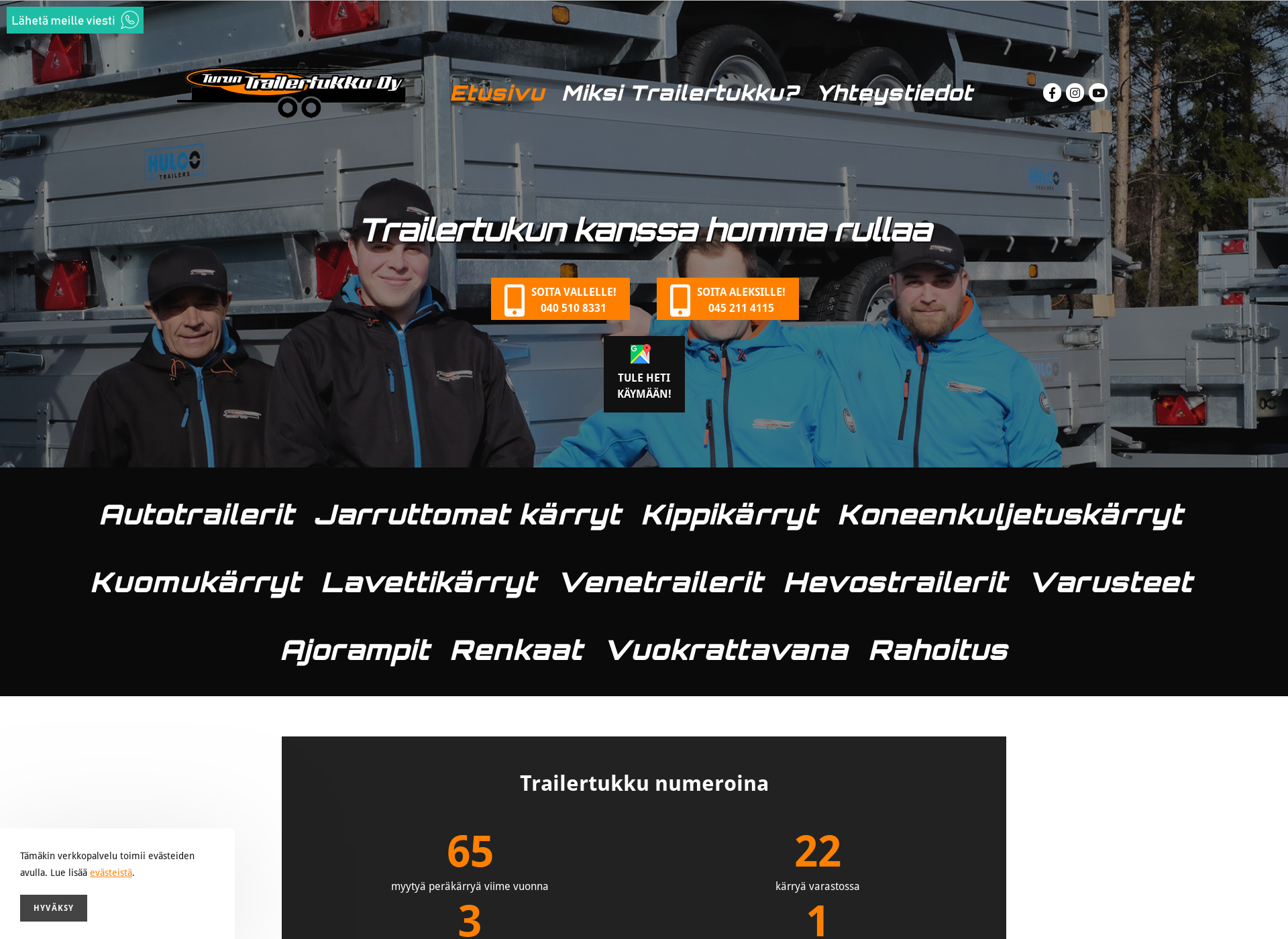 Skärmdump för vm-trailerit.fi