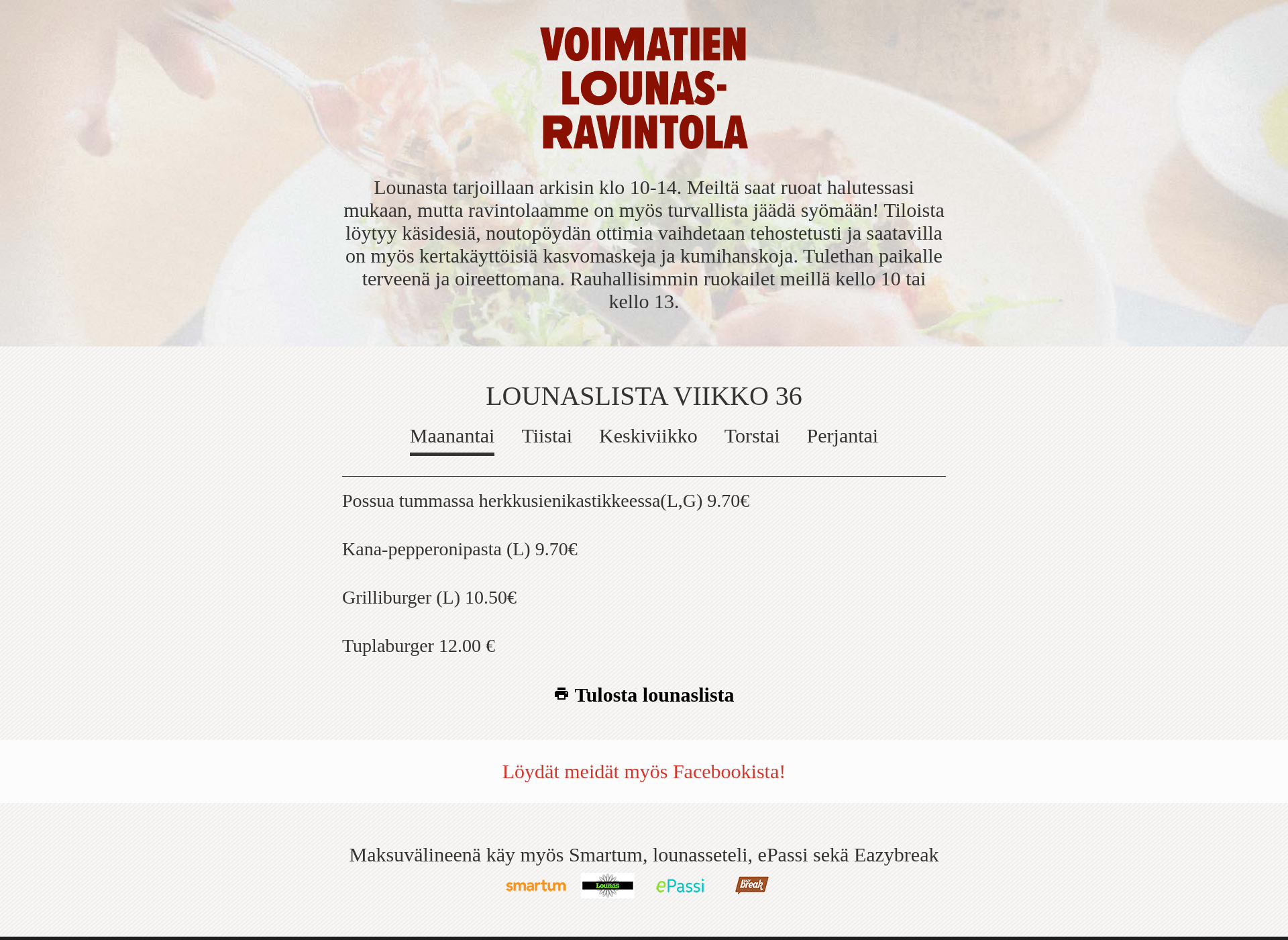 Screenshot for voimatienlounasravintola.fi