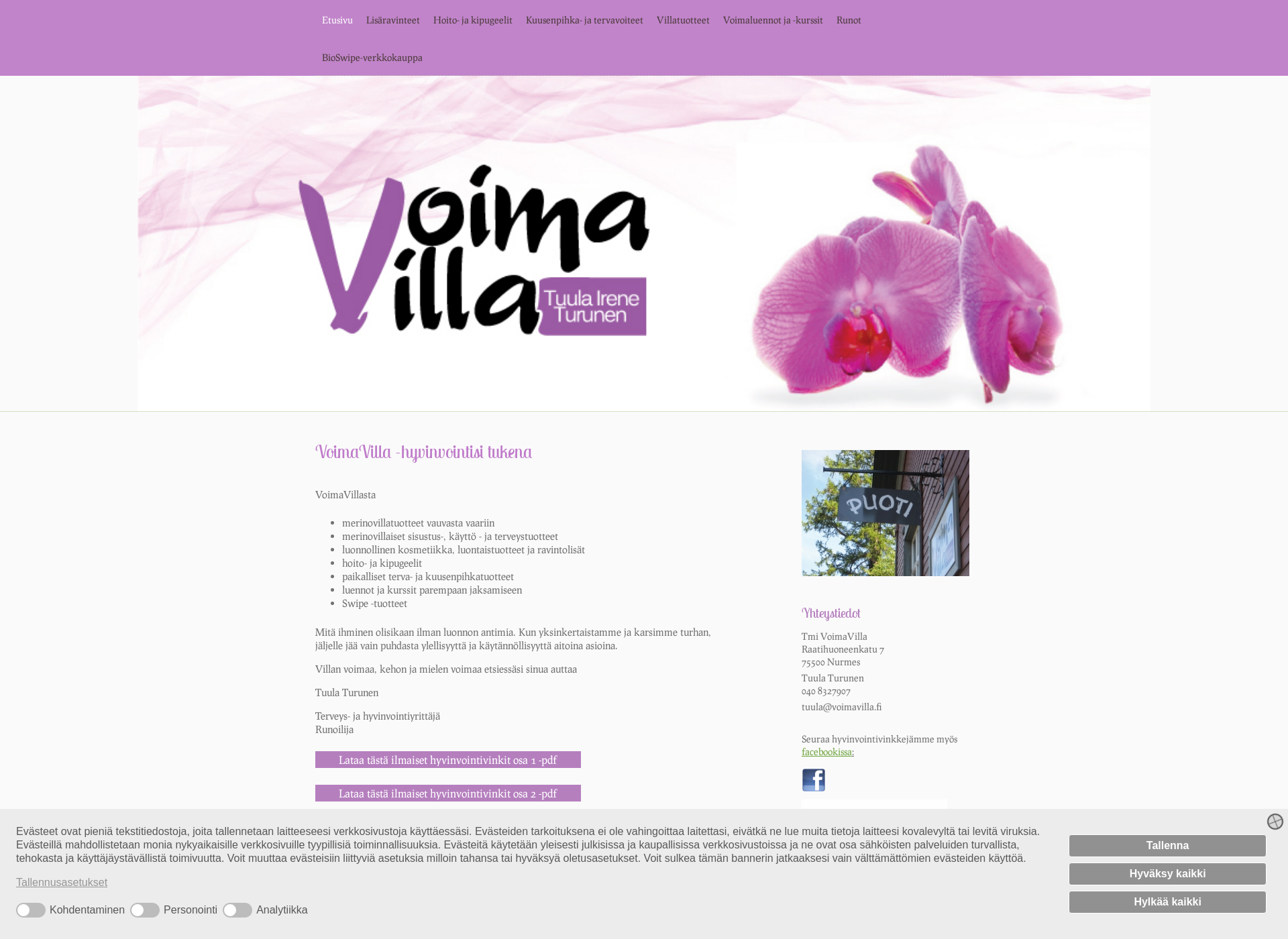 Skärmdump för voimavilla.fi