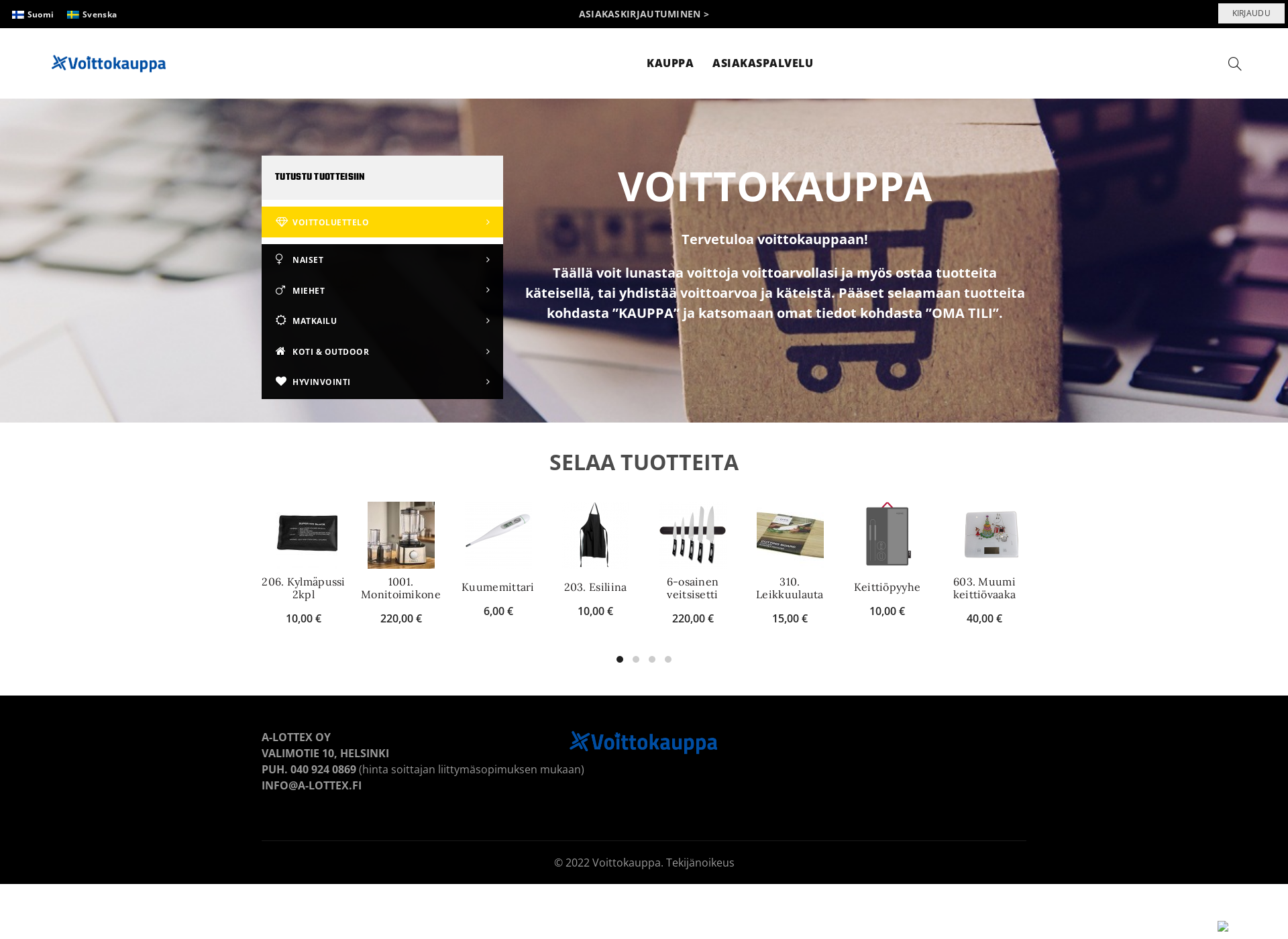 Skärmdump för voittokauppa.fi