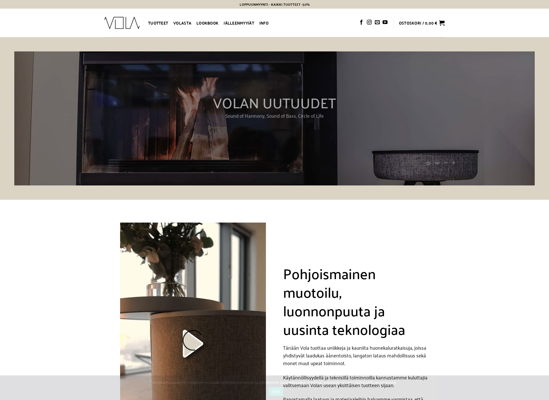 Skärmdump för volasound.fi