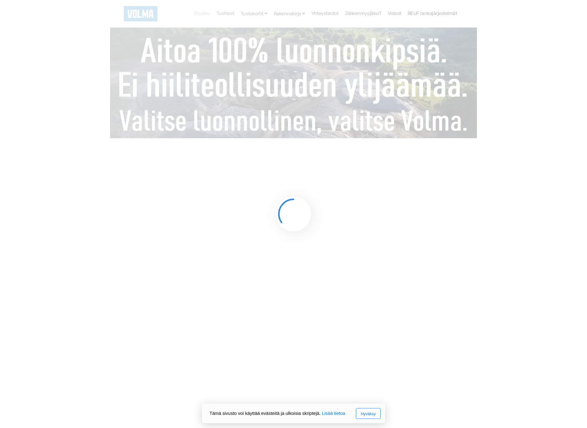 Skärmdump för volma-suomi.fi