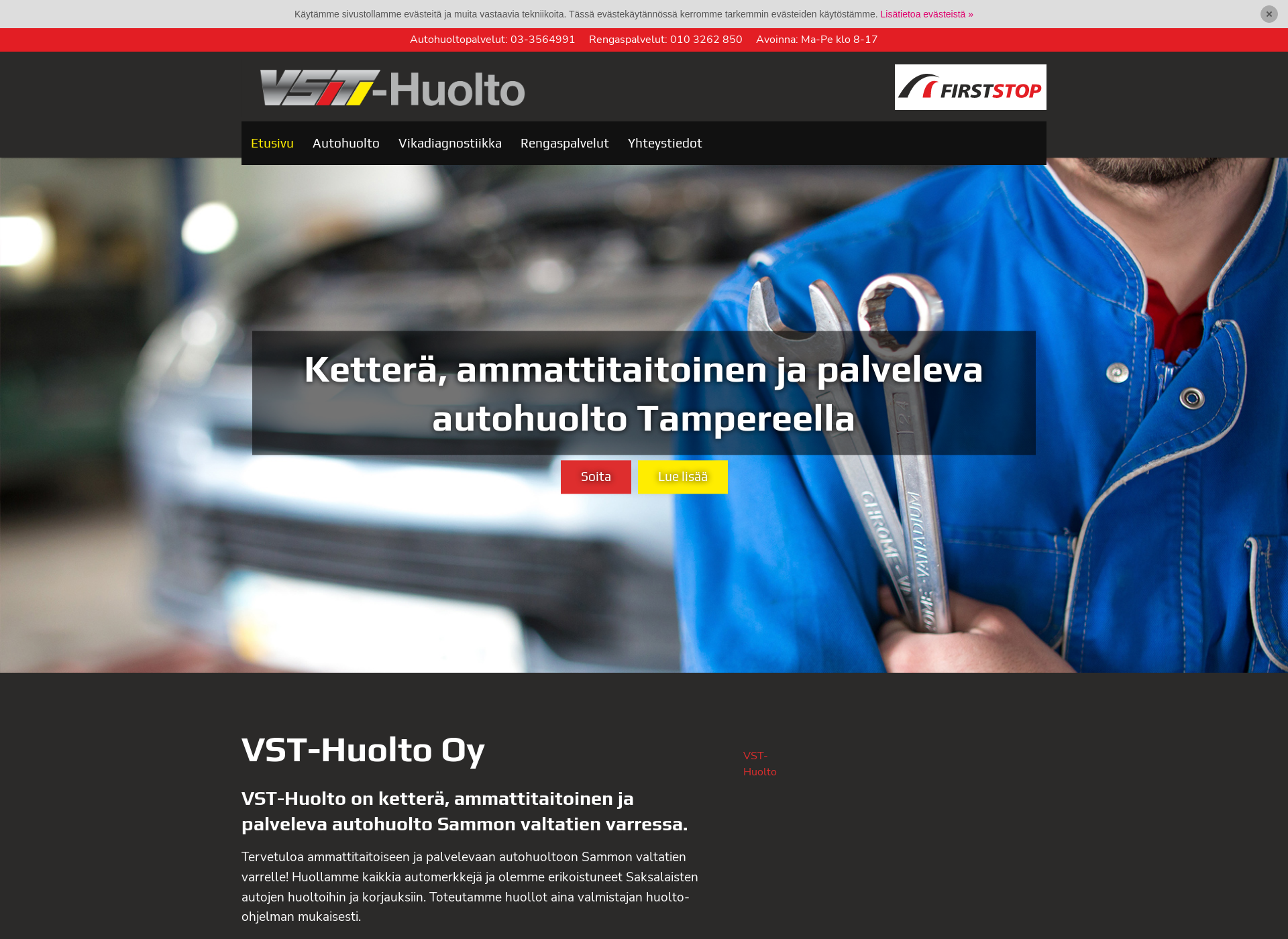 Skärmdump för vst-huolto.fi