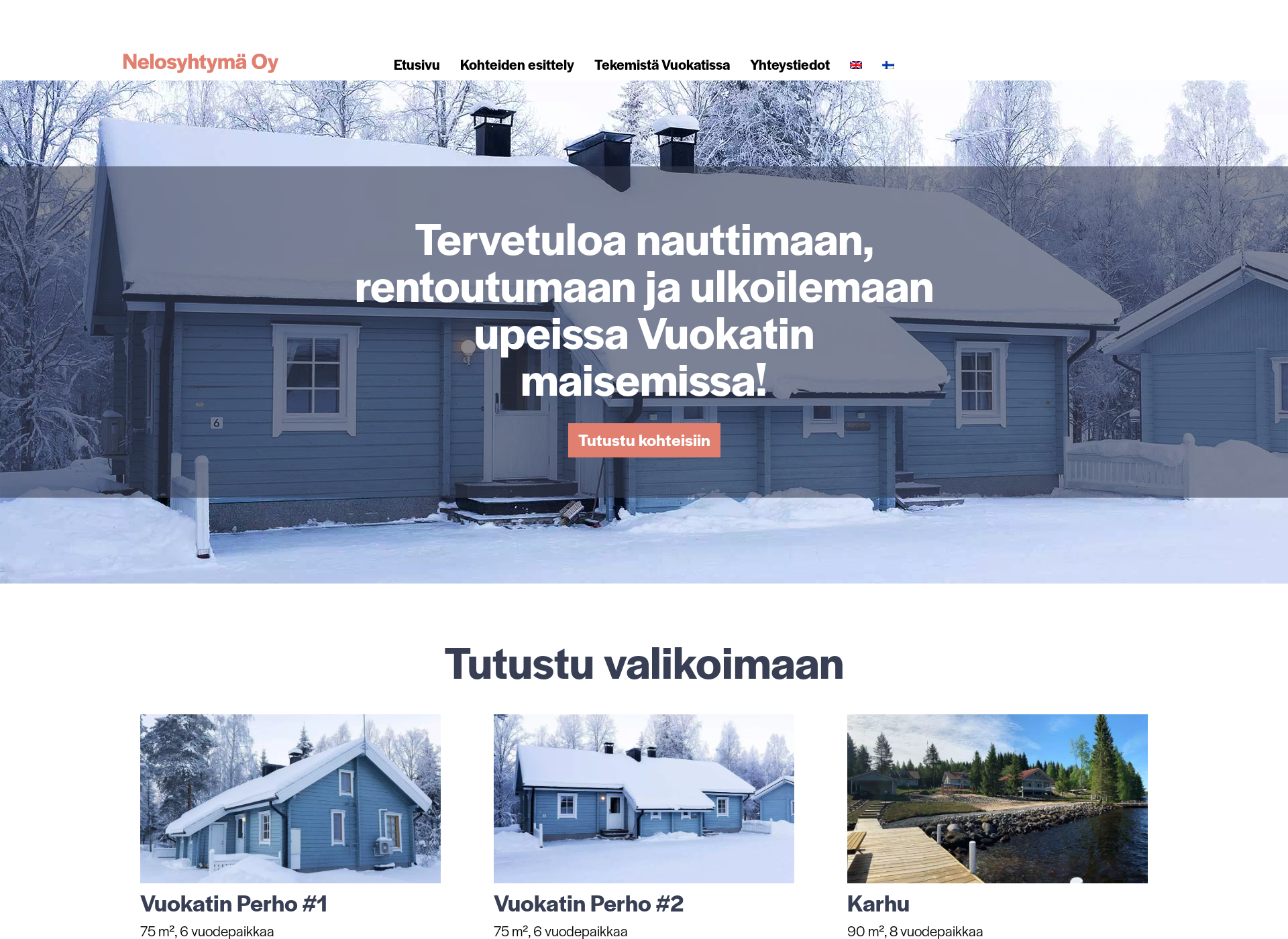 Skärmdump för vuokattivillas.fi