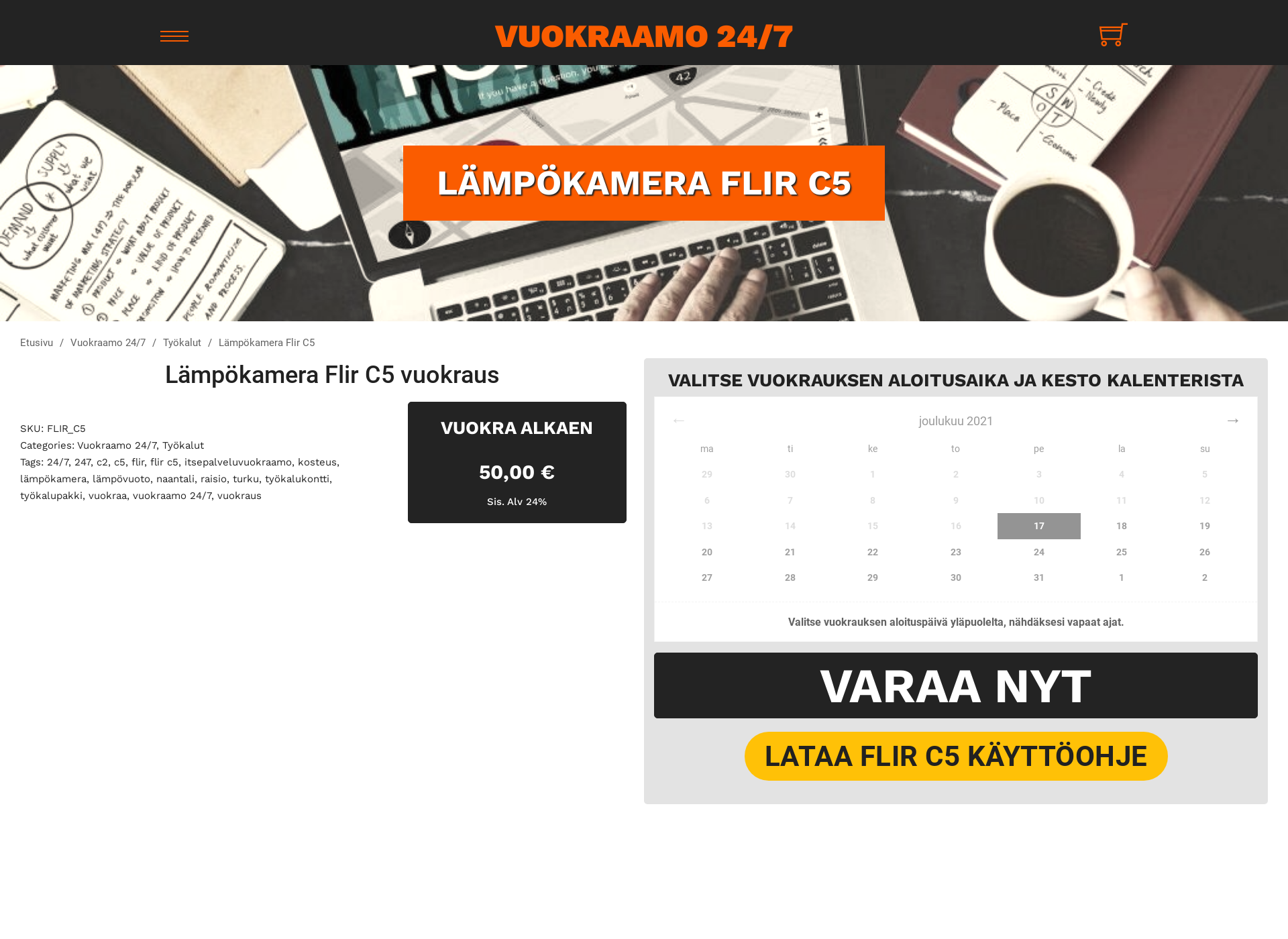 Screenshot for vuokraalampokamera.fi