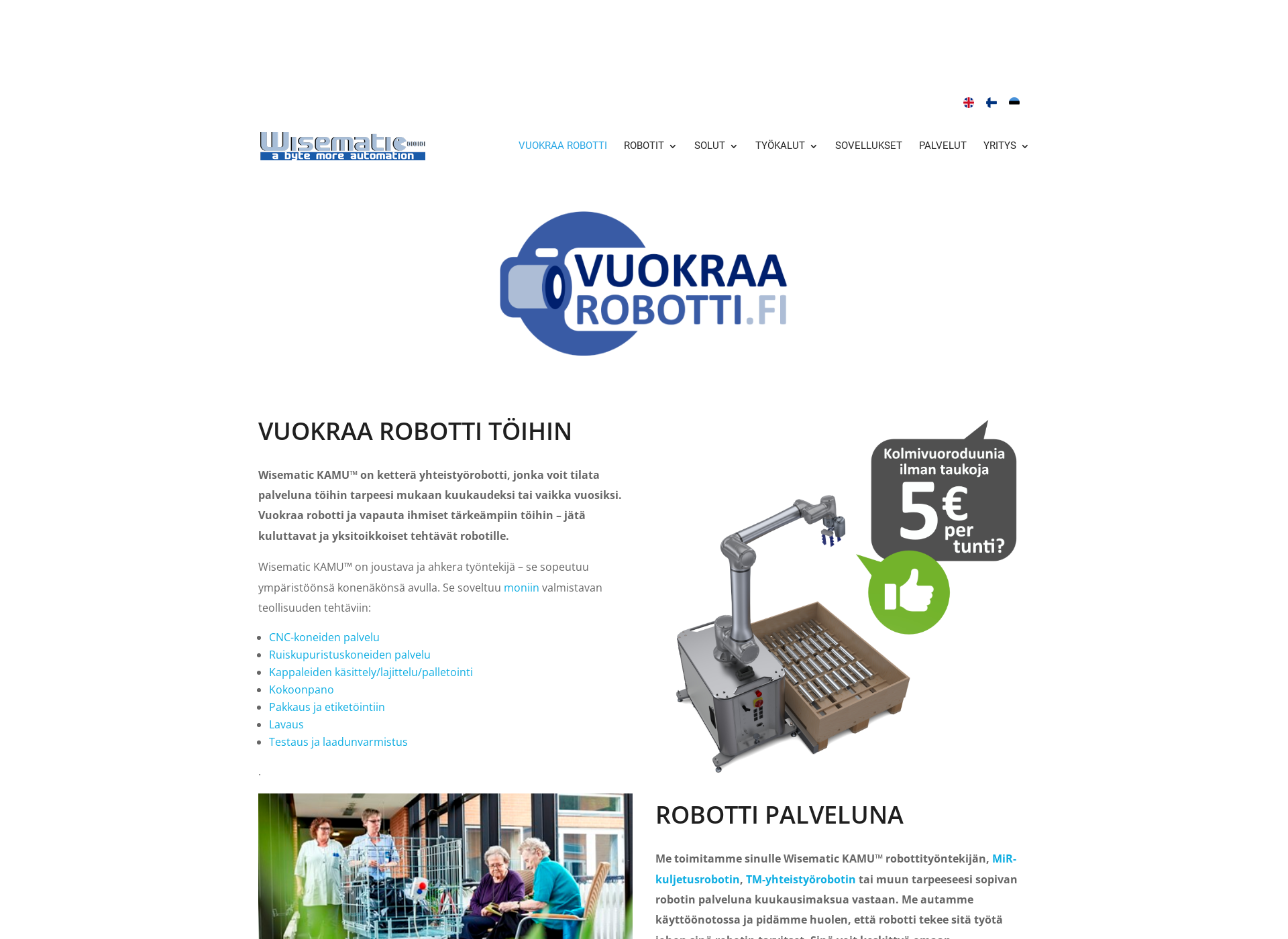 Skärmdump för vuokraarobotti.fi