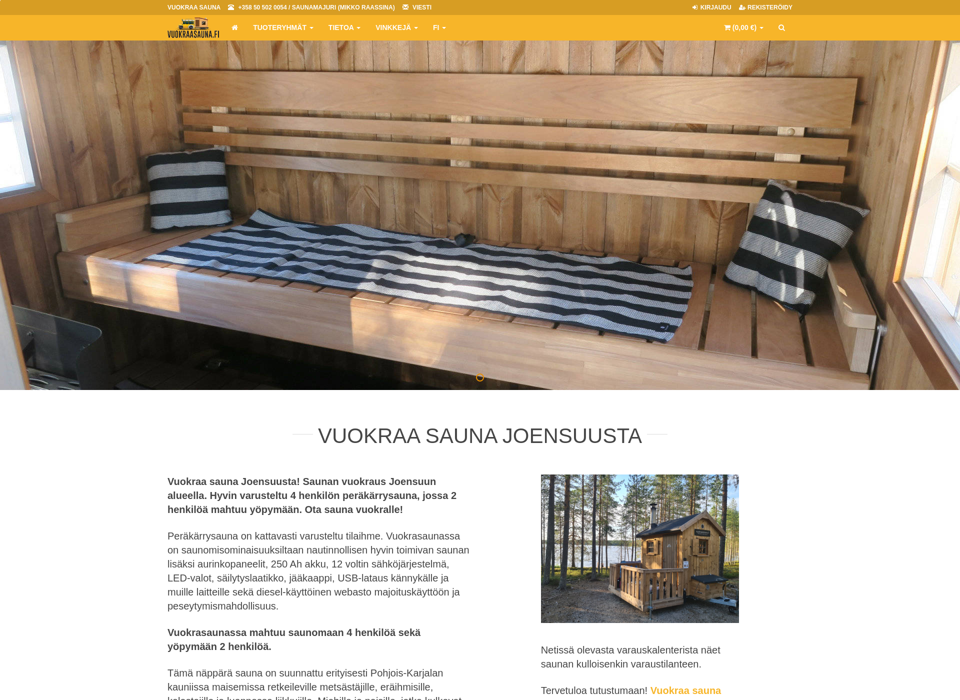 Skärmdump för vuokraasauna.fi