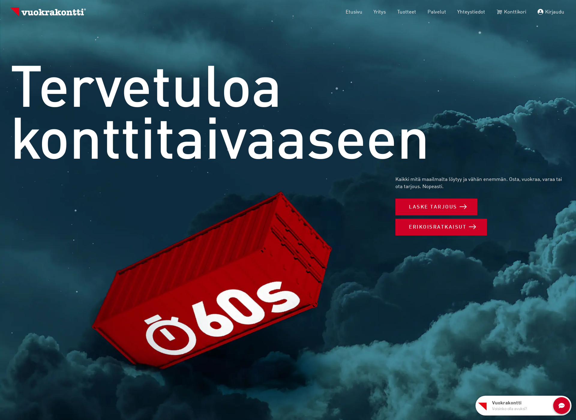 Skärmdump för vuokrakontti.fi