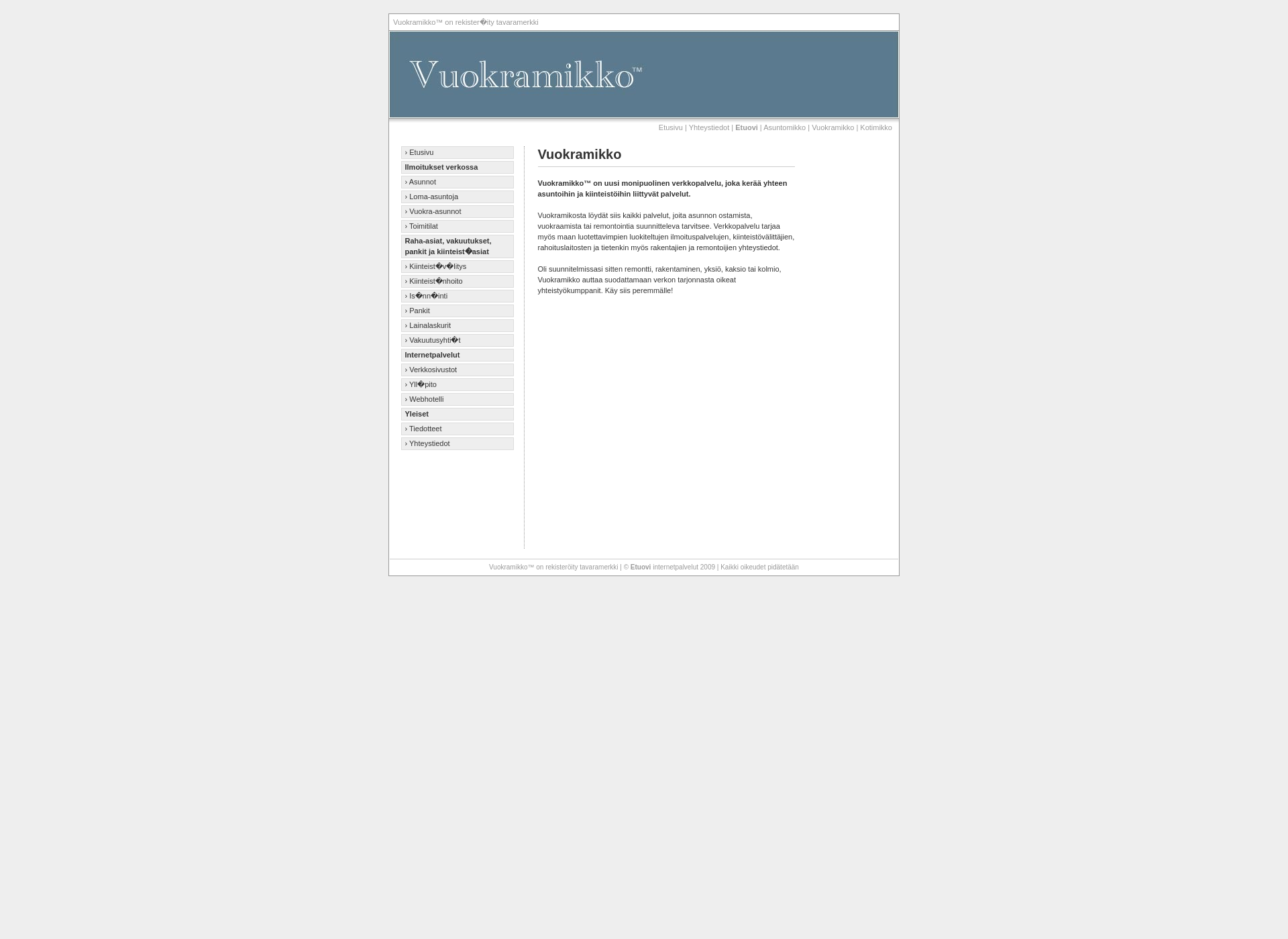 Skärmdump för vuokralle.fi