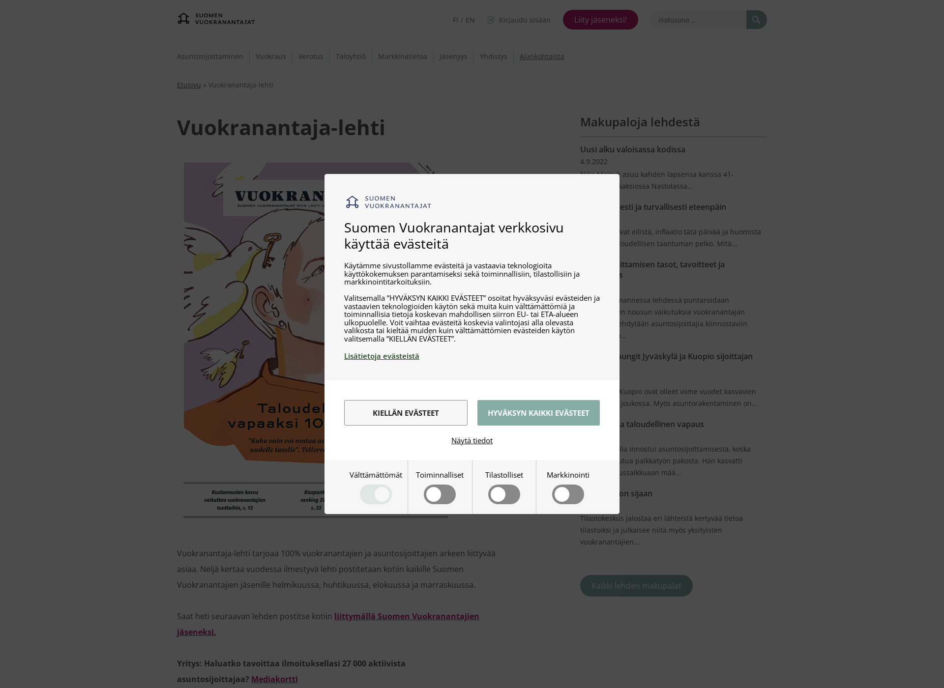 Screenshot for vuokranantajalehti.fi