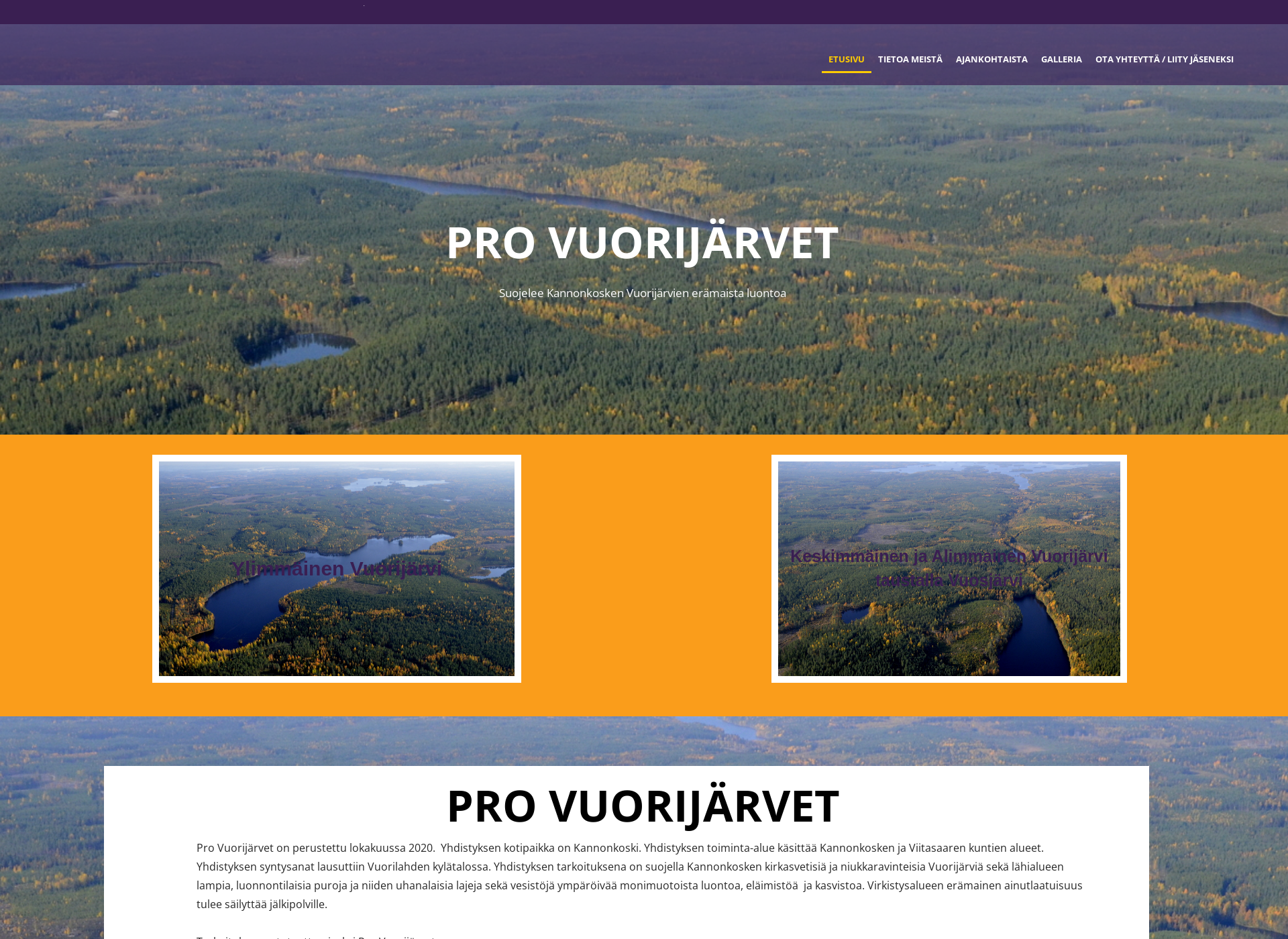 Screenshot for vuorijärvet.fi