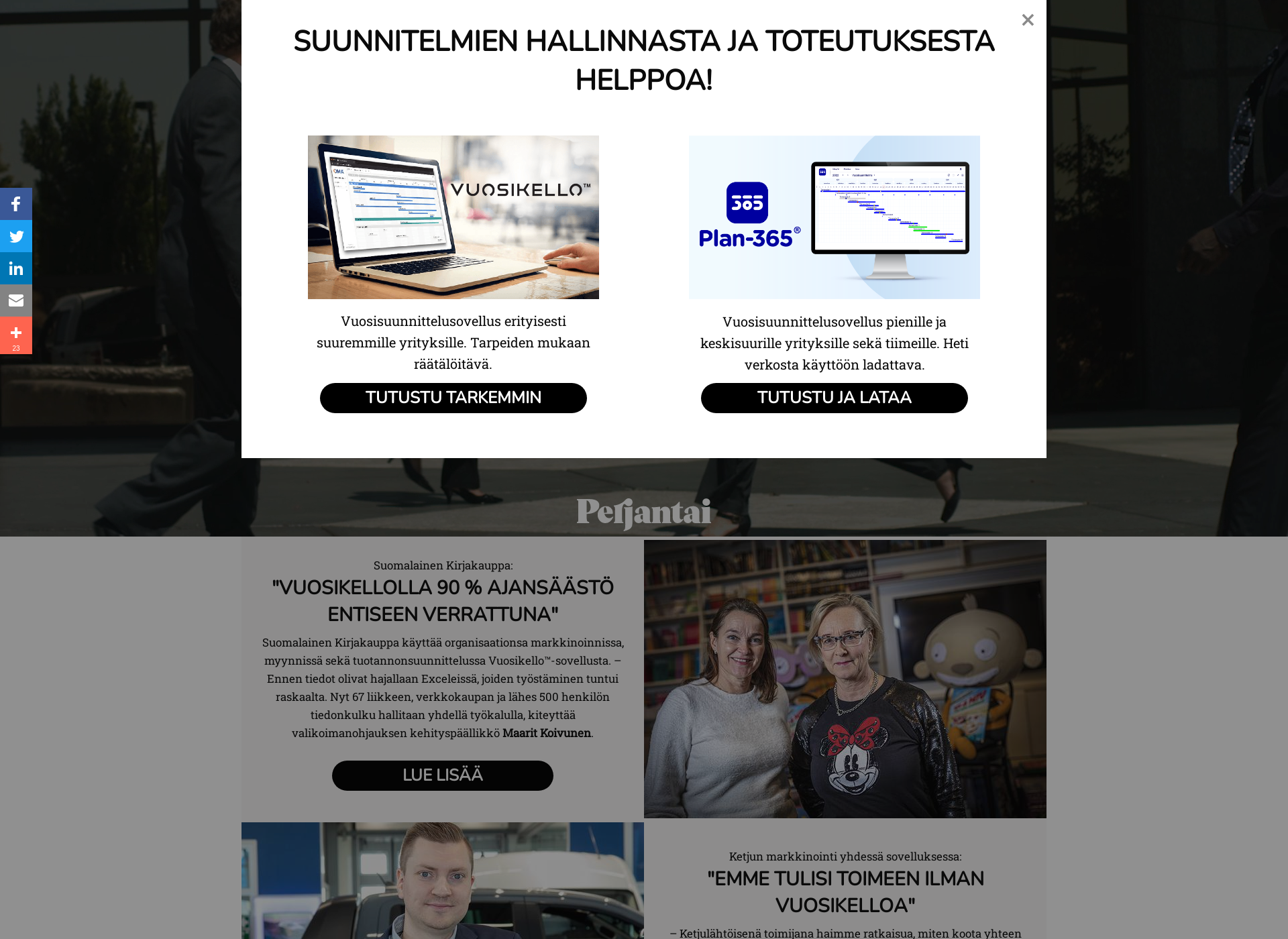Skärmdump för vuosikello.fi