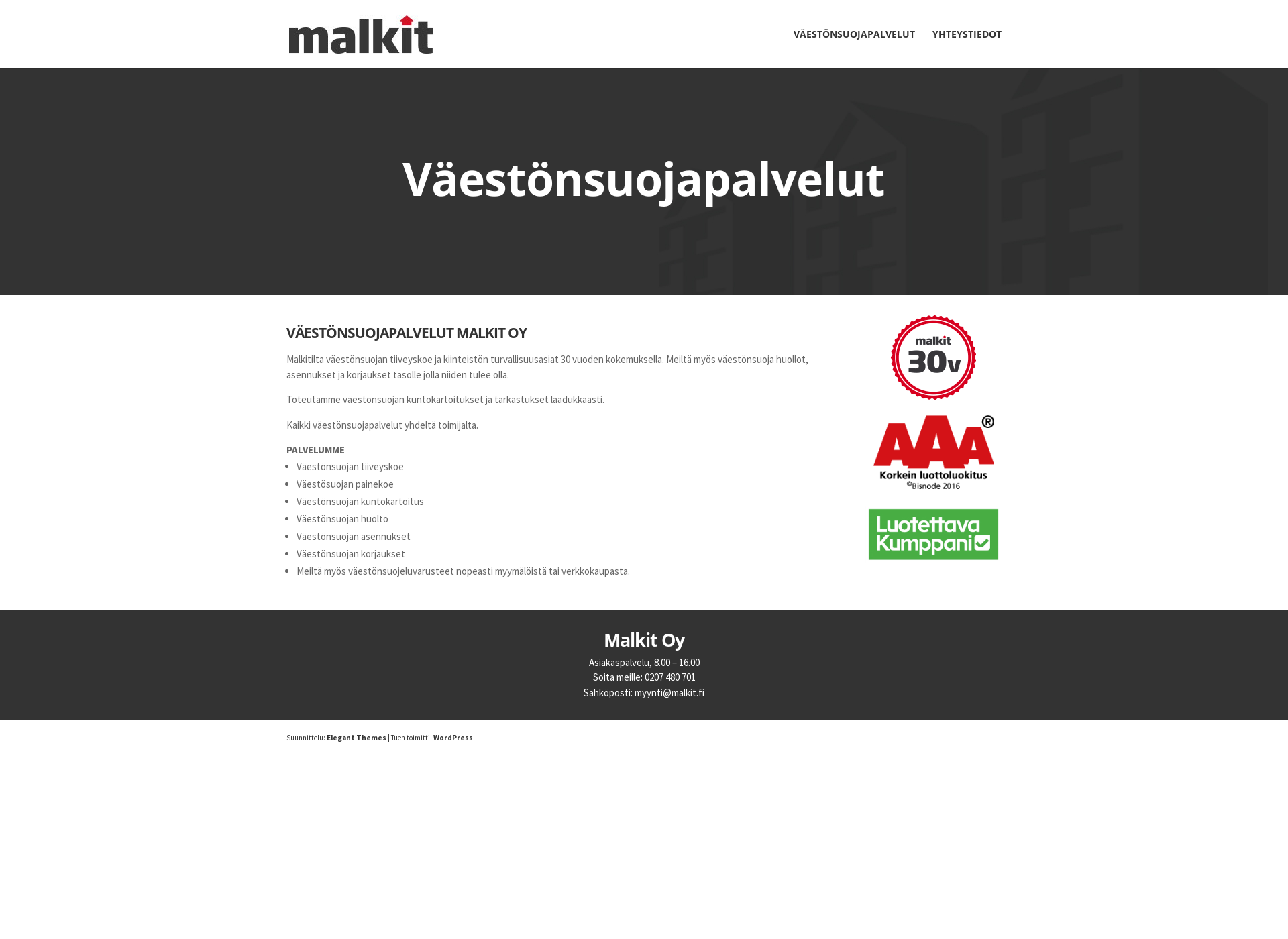 Näyttökuva väestönsuojapalvelut.fi