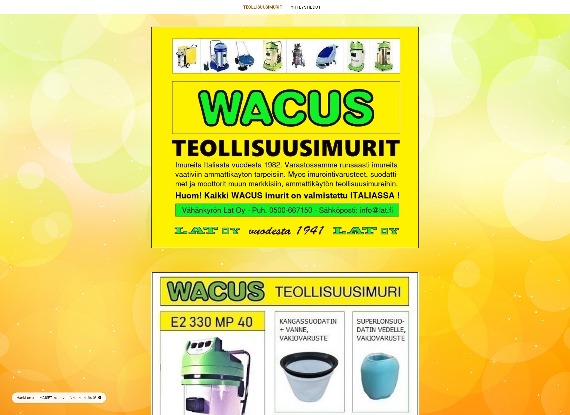 Skärmdump för wacus.fi