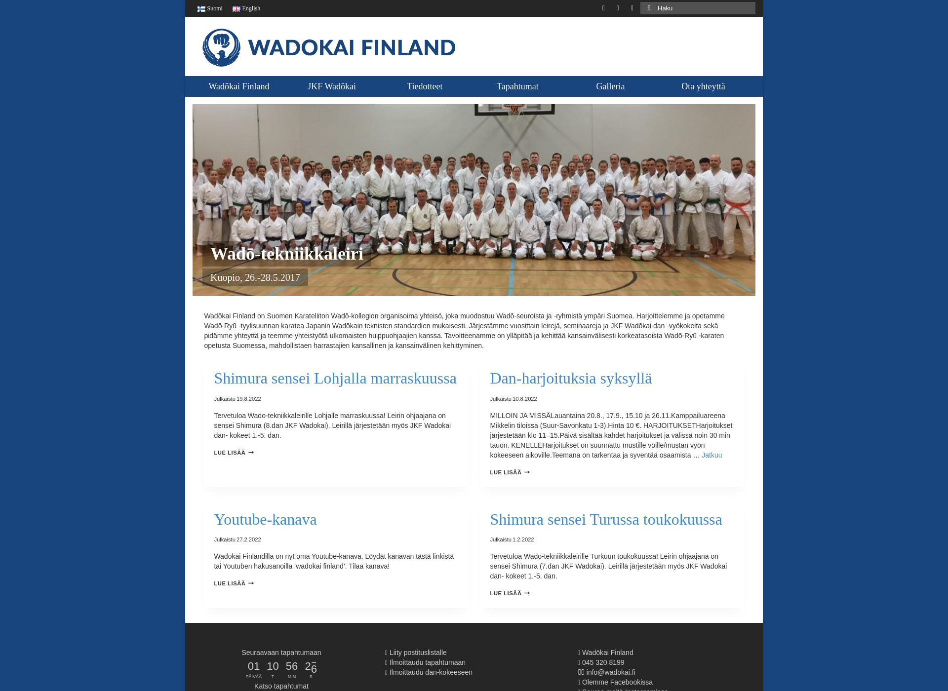 Skärmdump för wadokai.fi
