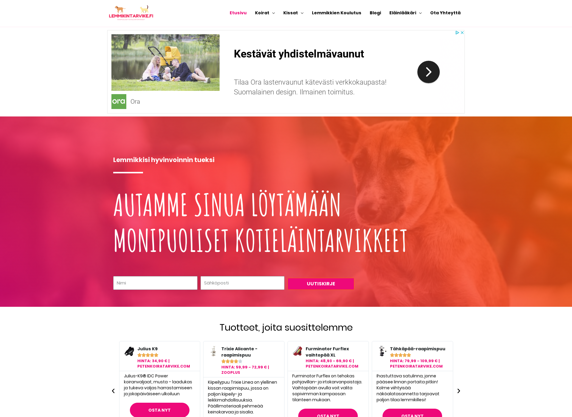 Skärmdump för waivia.fi