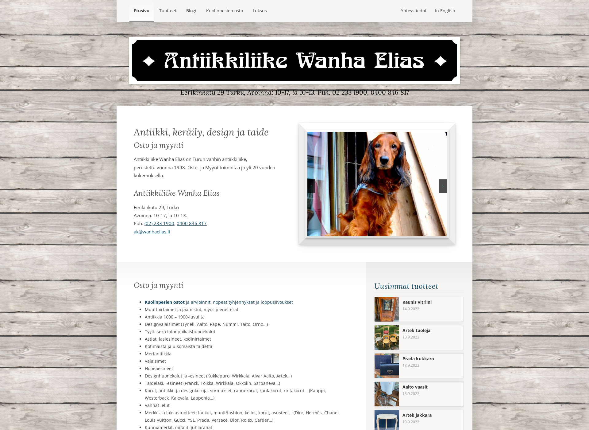 Skärmdump för wanhaelias.fi