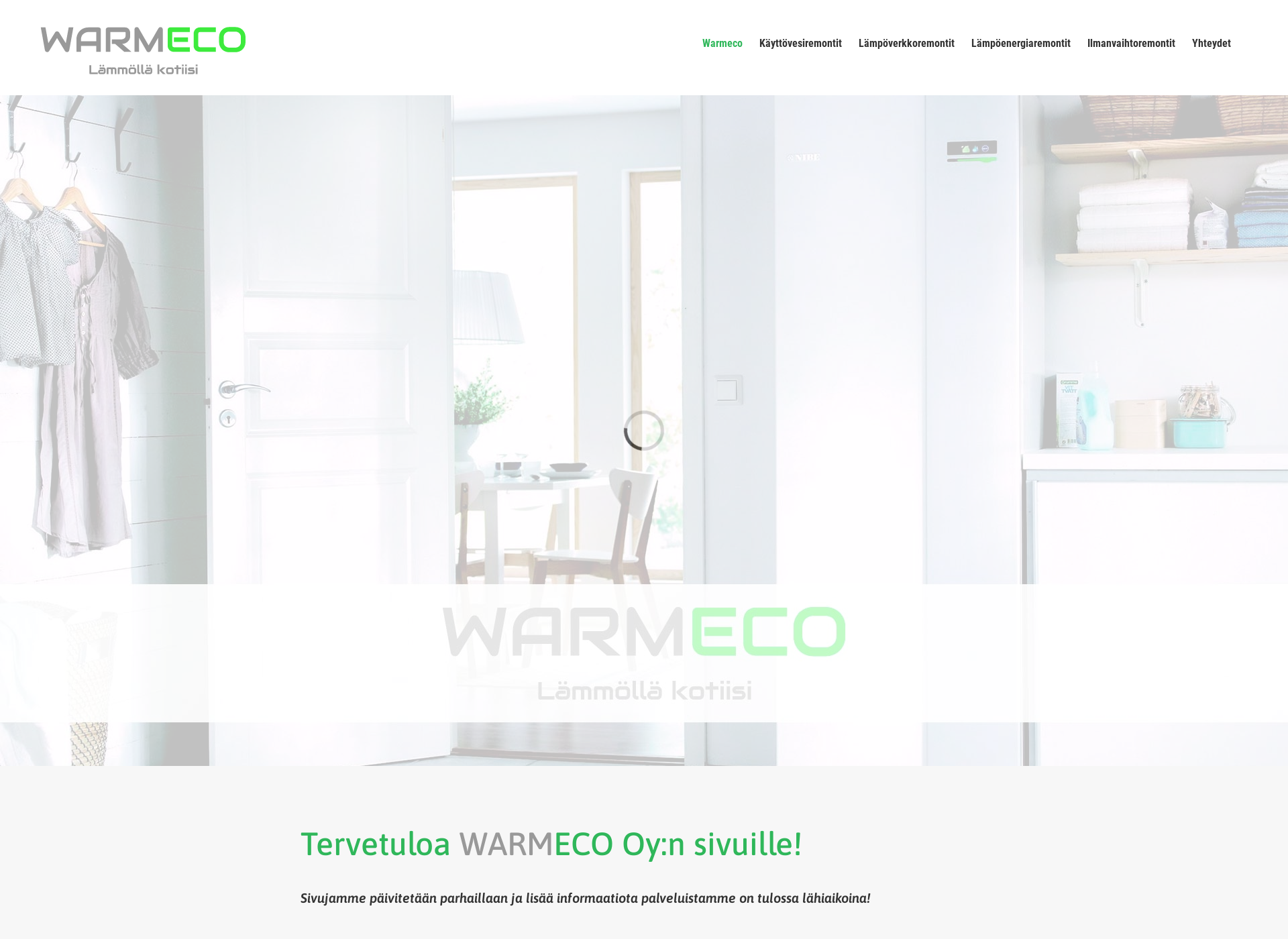 Skärmdump för warmeco.fi