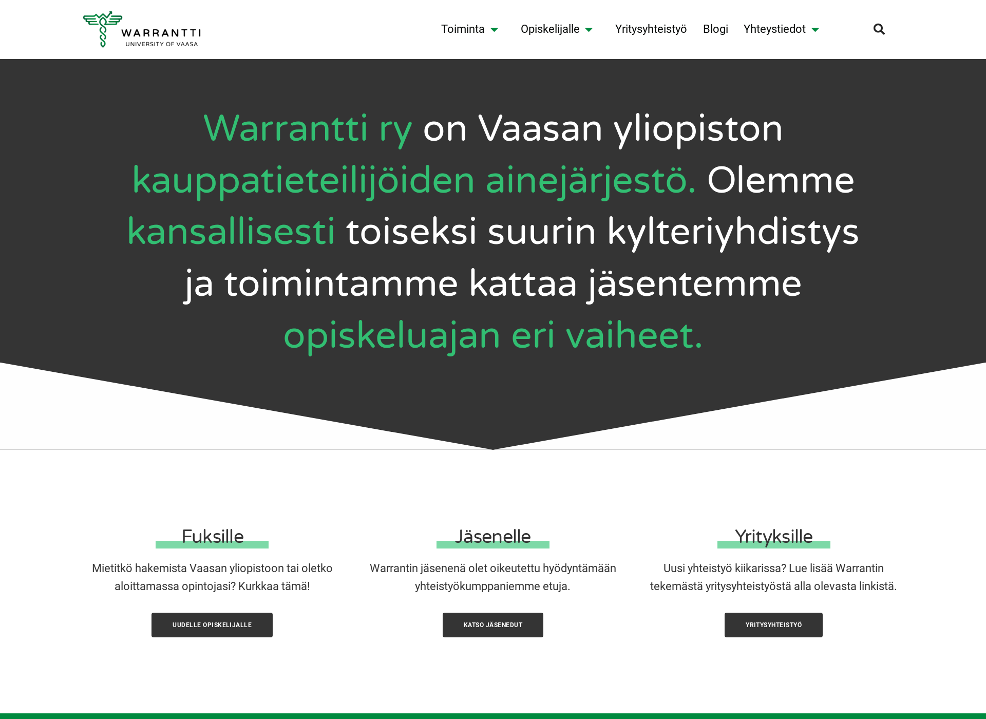 Skärmdump för warrantti.fi