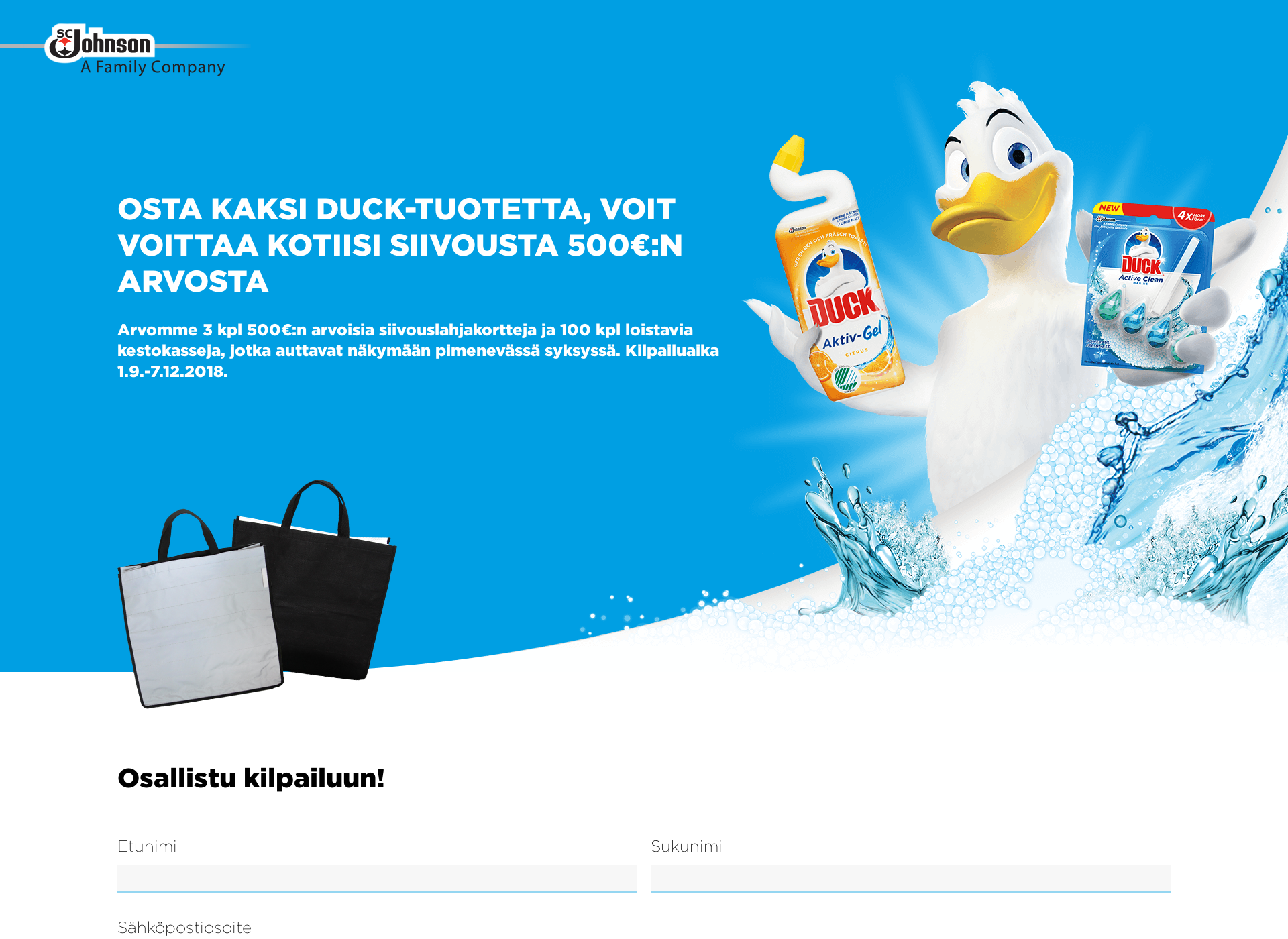 Skärmdump för wcduckkampanja.fi