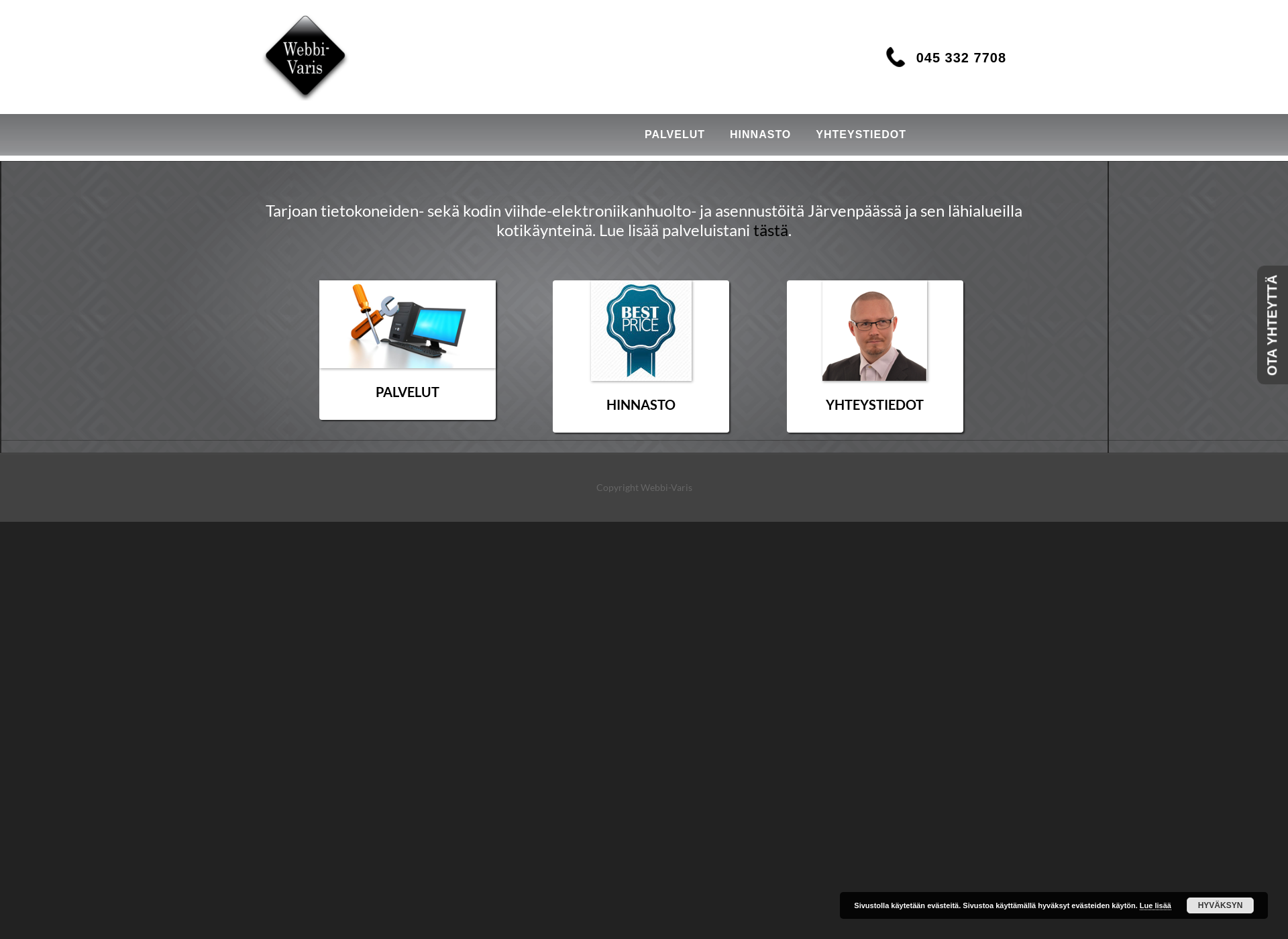 Skärmdump för webbi-varis.fi
