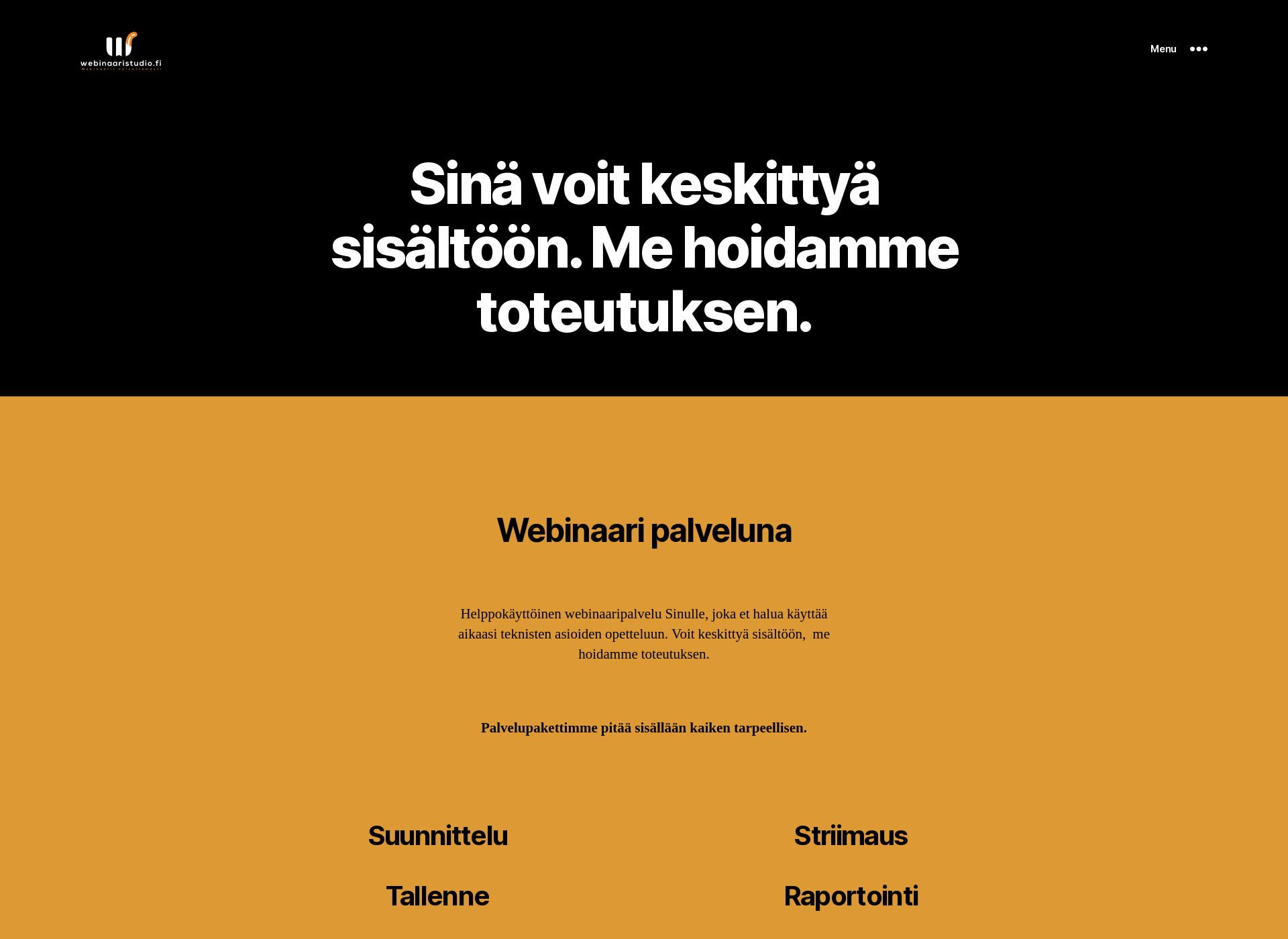 Skärmdump för webinaaristudio.fi