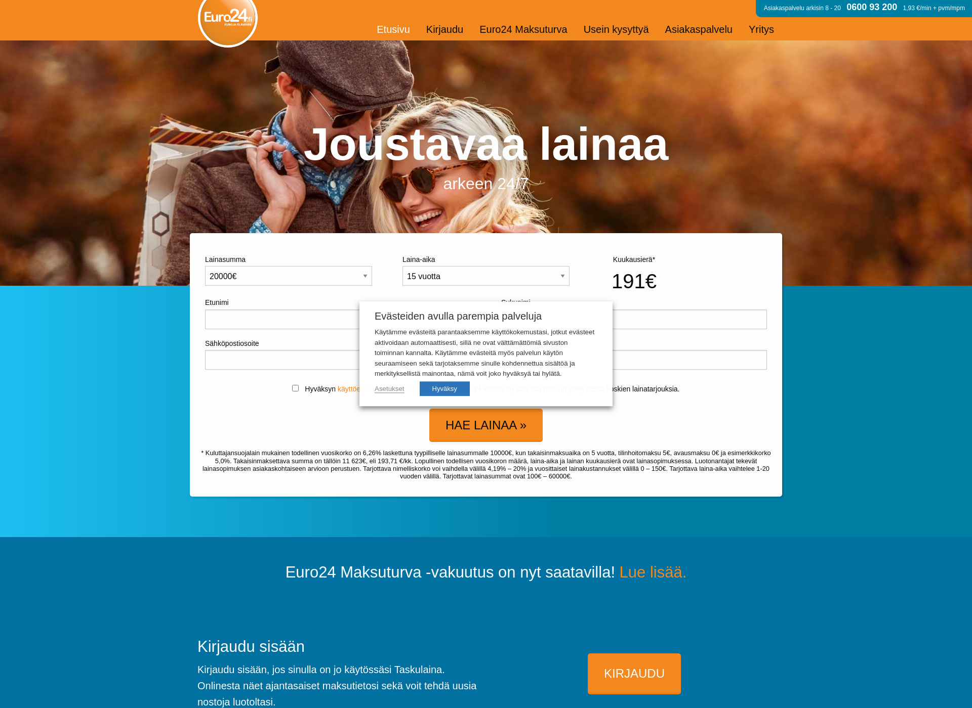 Skärmdump för webloan.fi
