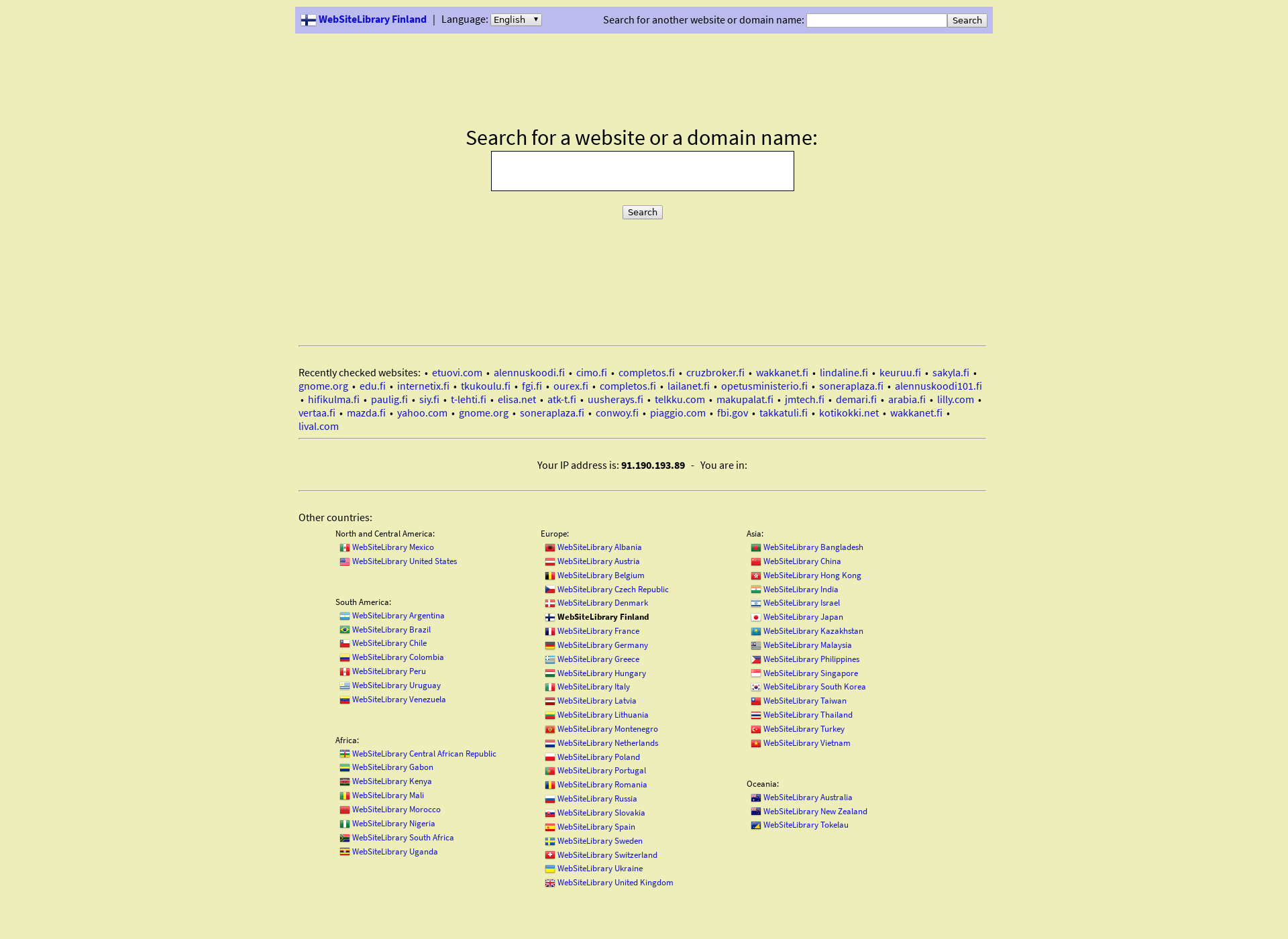 Skärmdump för websitelibrary.fi
