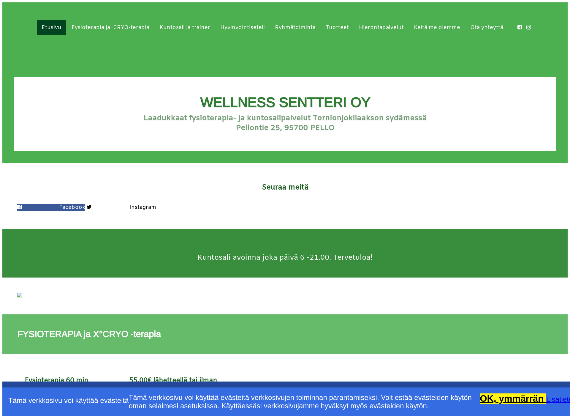 Skärmdump för wellnesssentteri.fi