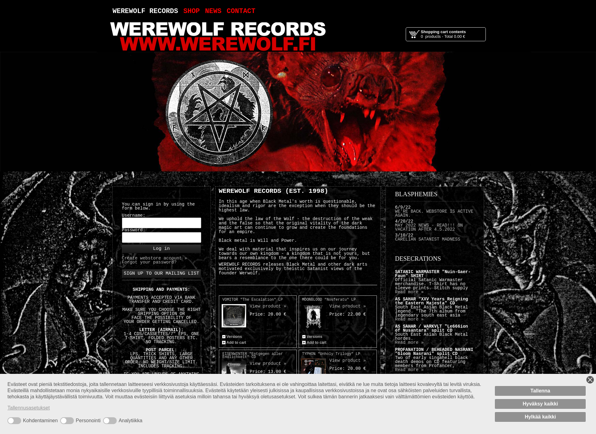 Skärmdump för werewolf.fi