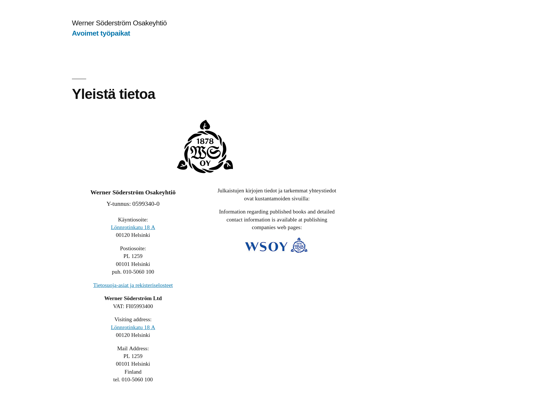 Skärmdump för wernersoderstrom.fi