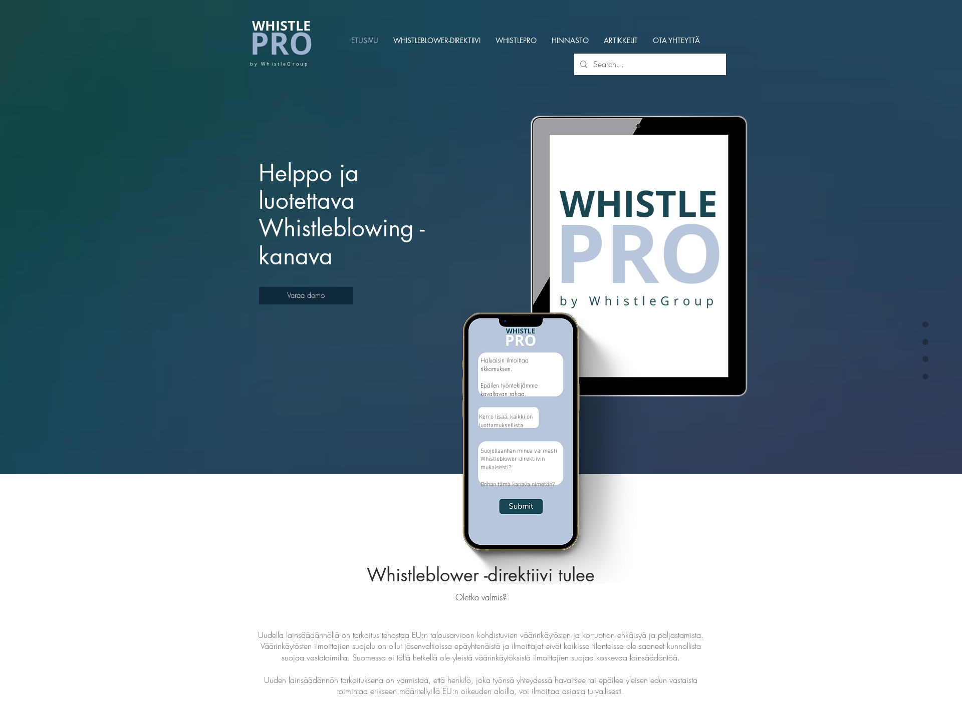 Screenshot for whistlepro.fi