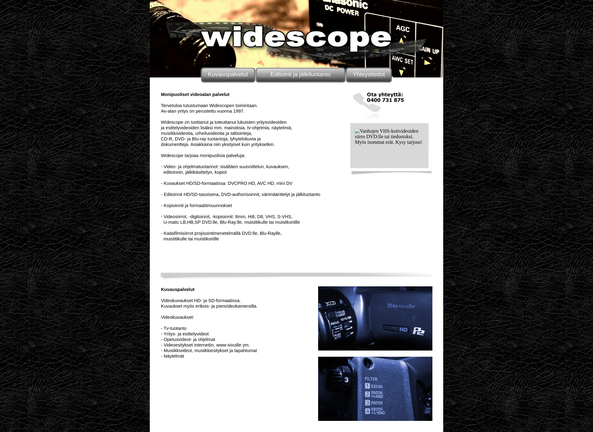 Skärmdump för widescope.fi