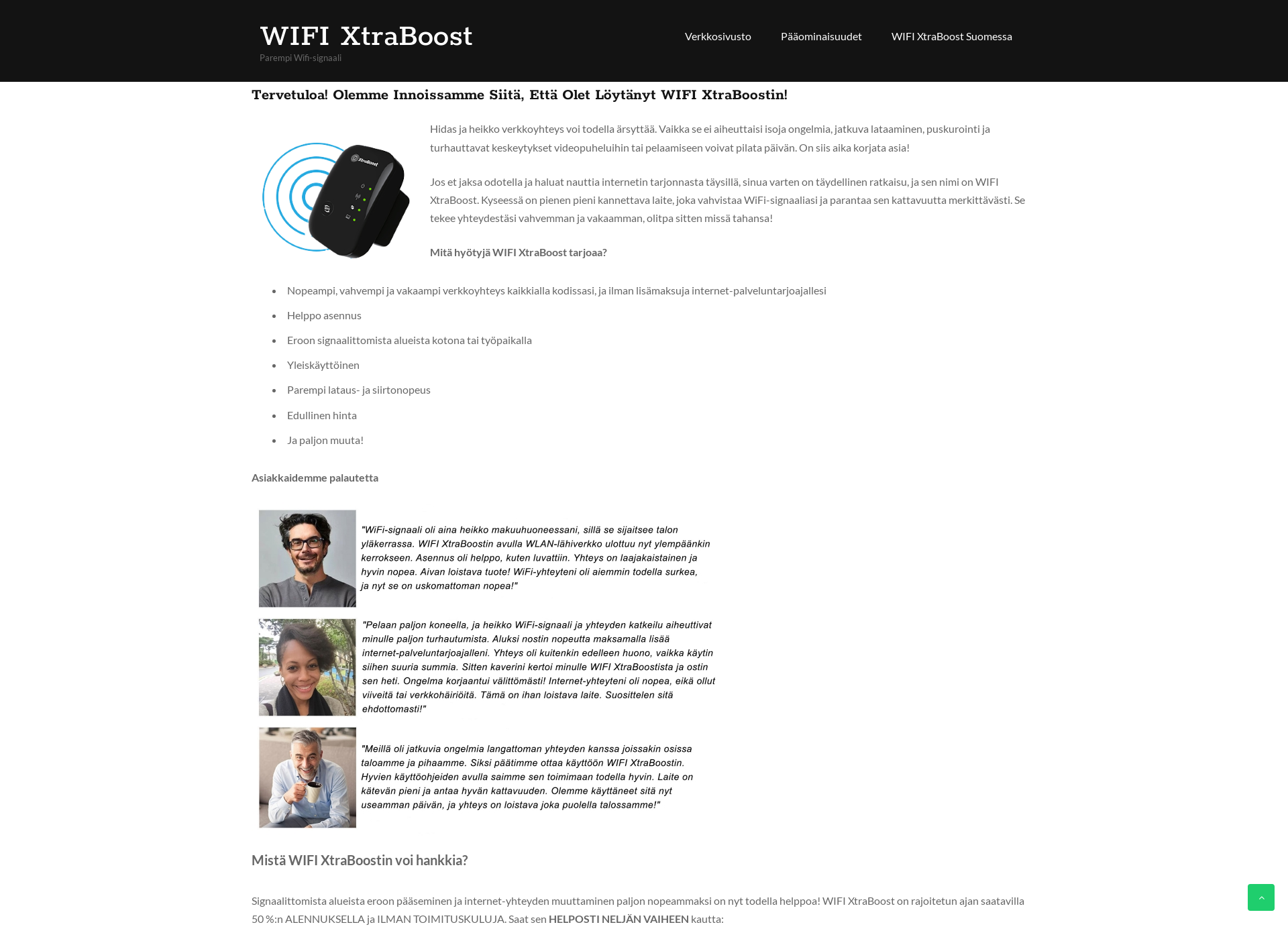 Skärmdump för wifixtraboost.fi