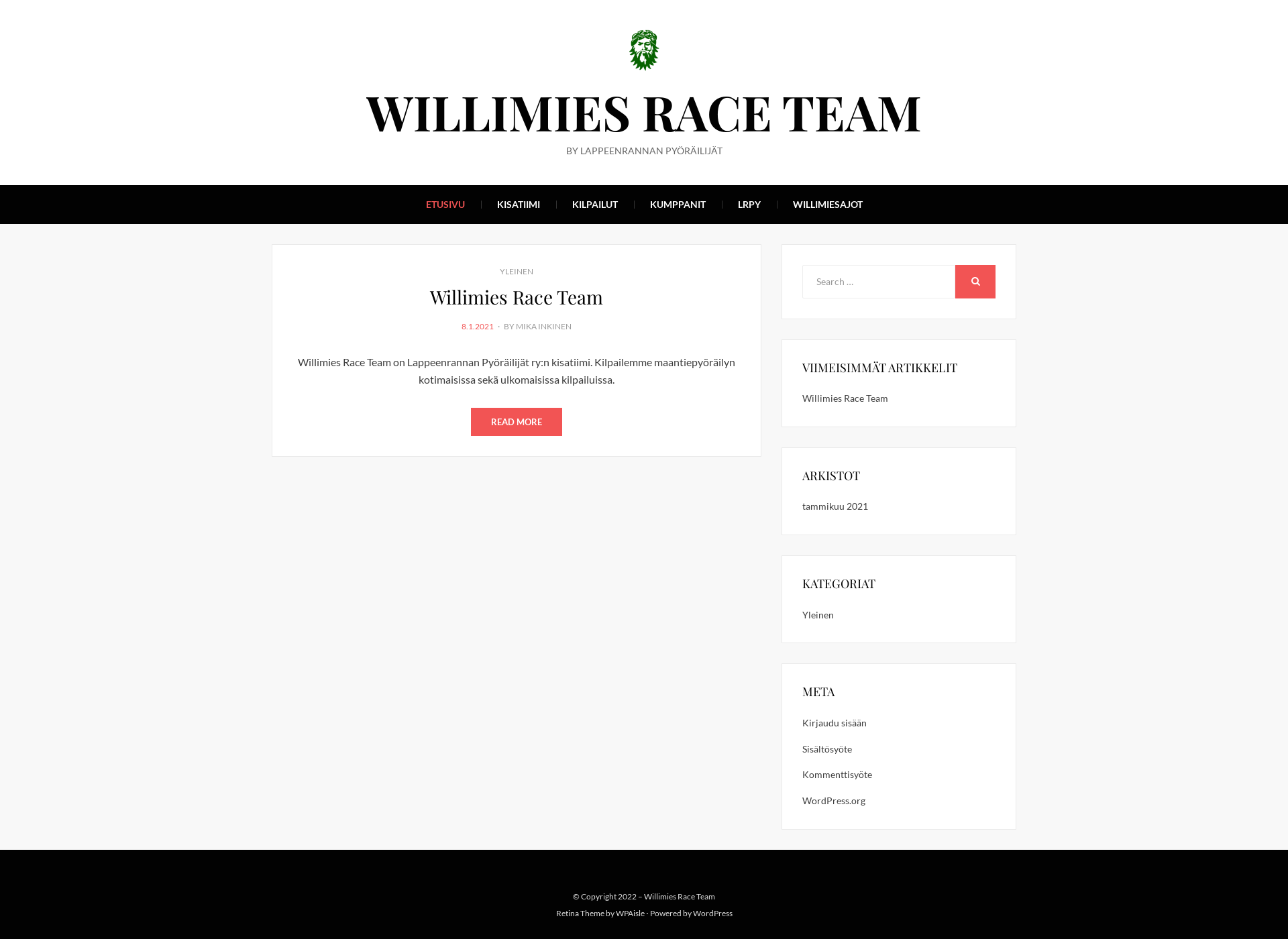 Skärmdump för willimiesraceteam.fi