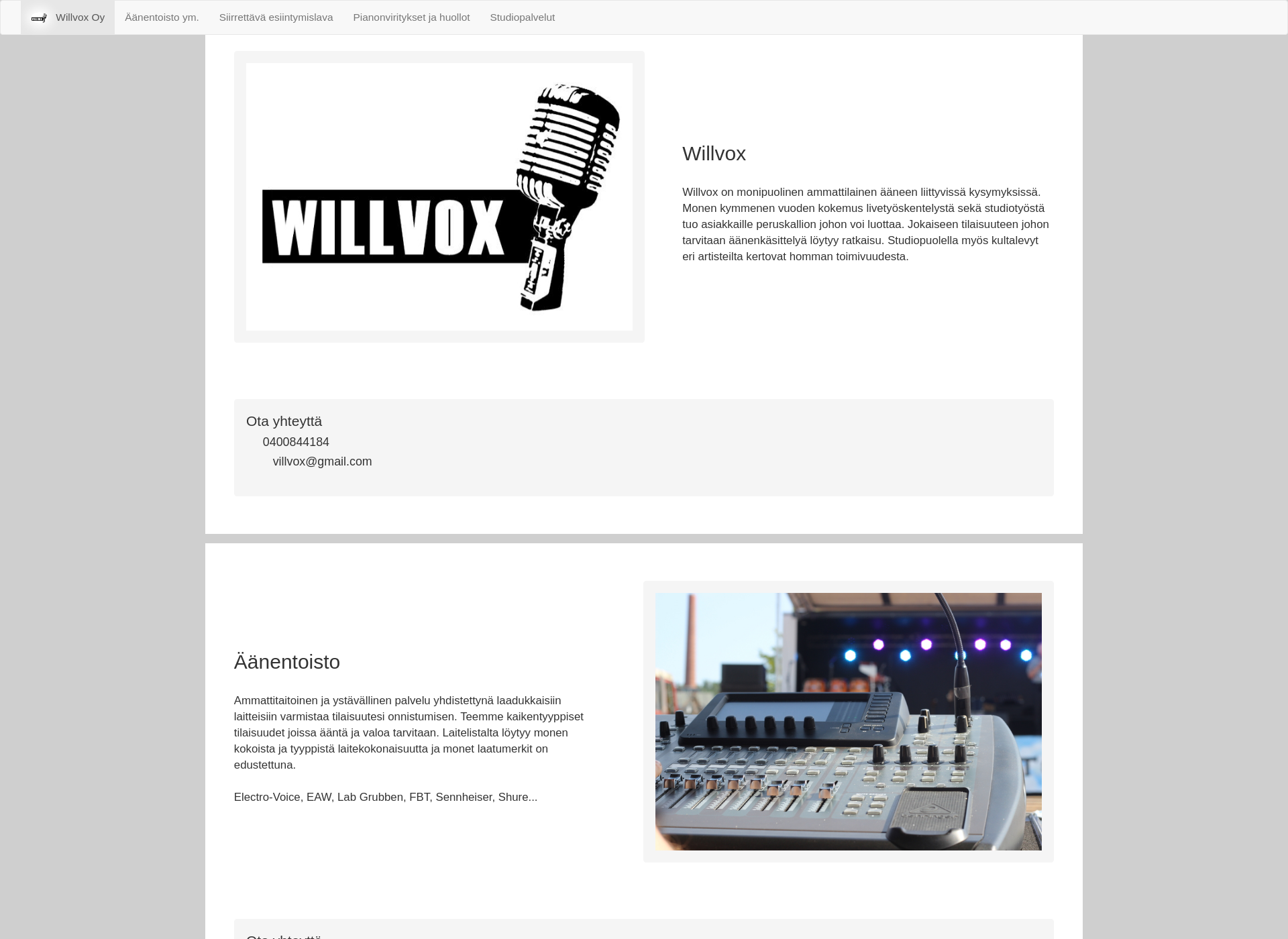 Skärmdump för willvox.fi
