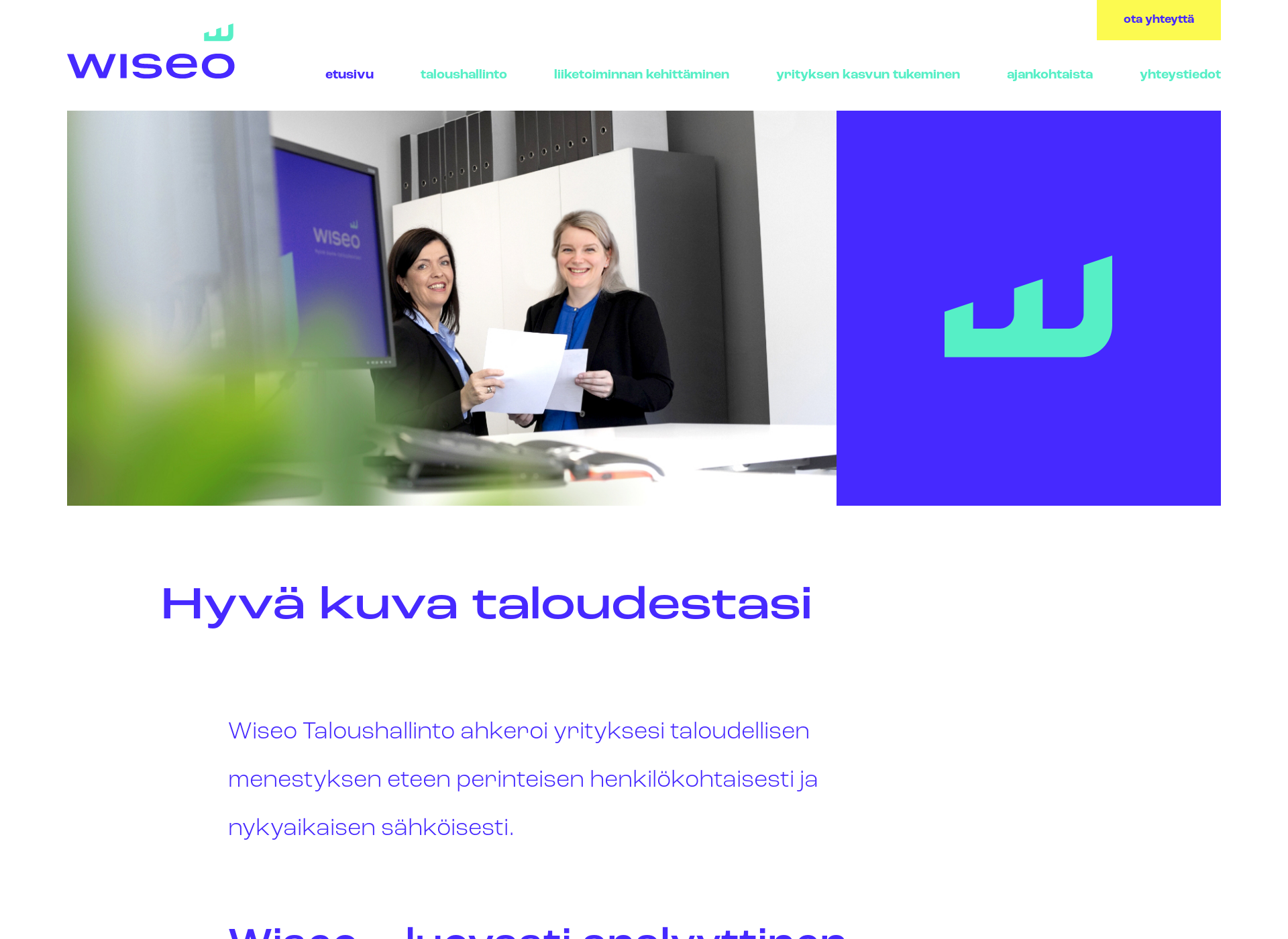 Skärmdump för wiseo.fi